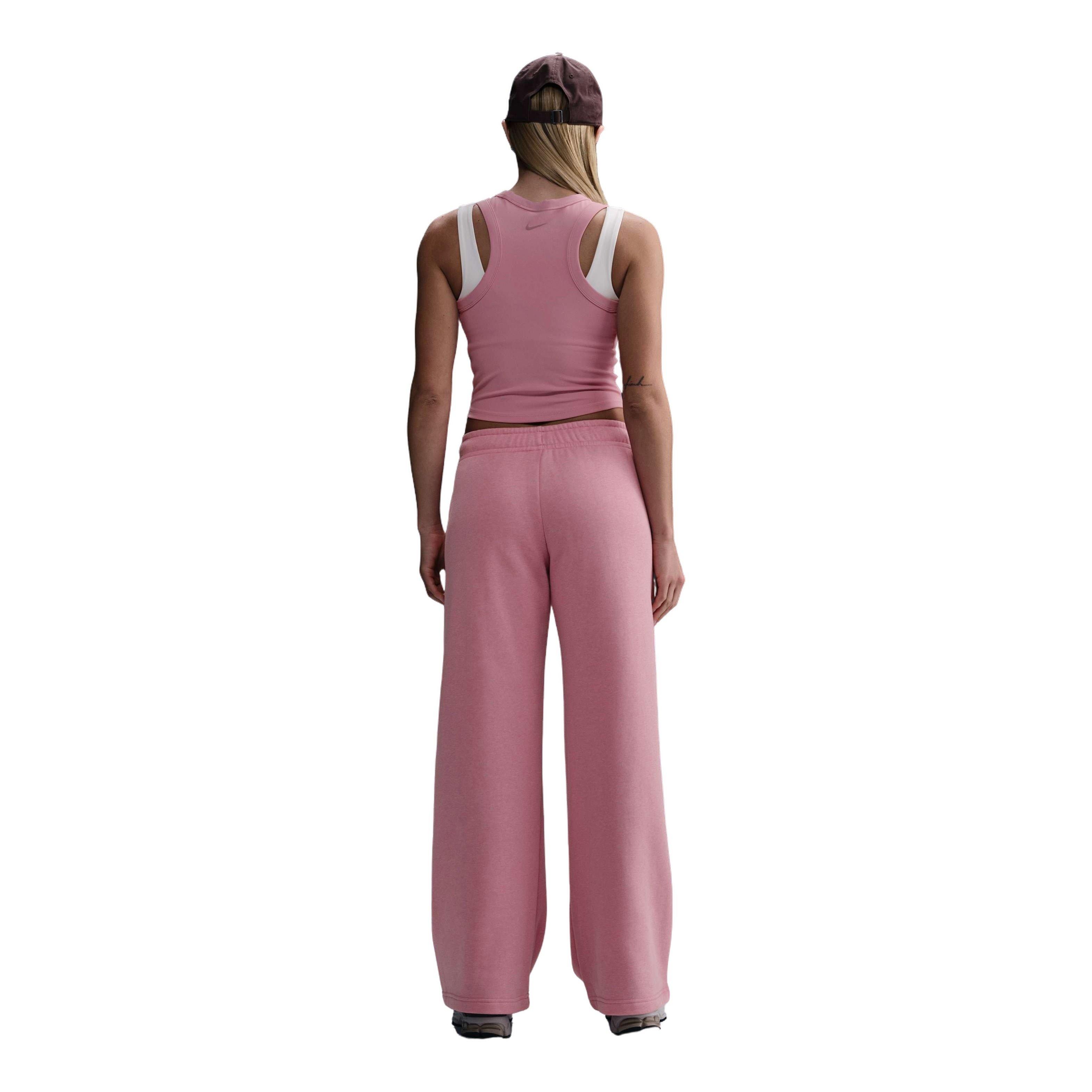 Nike Women's Sportswear Club Fleece Mid-Rise Wide-Leg Graphic Sweatpants - Pink - PINK Thumbnail View 4