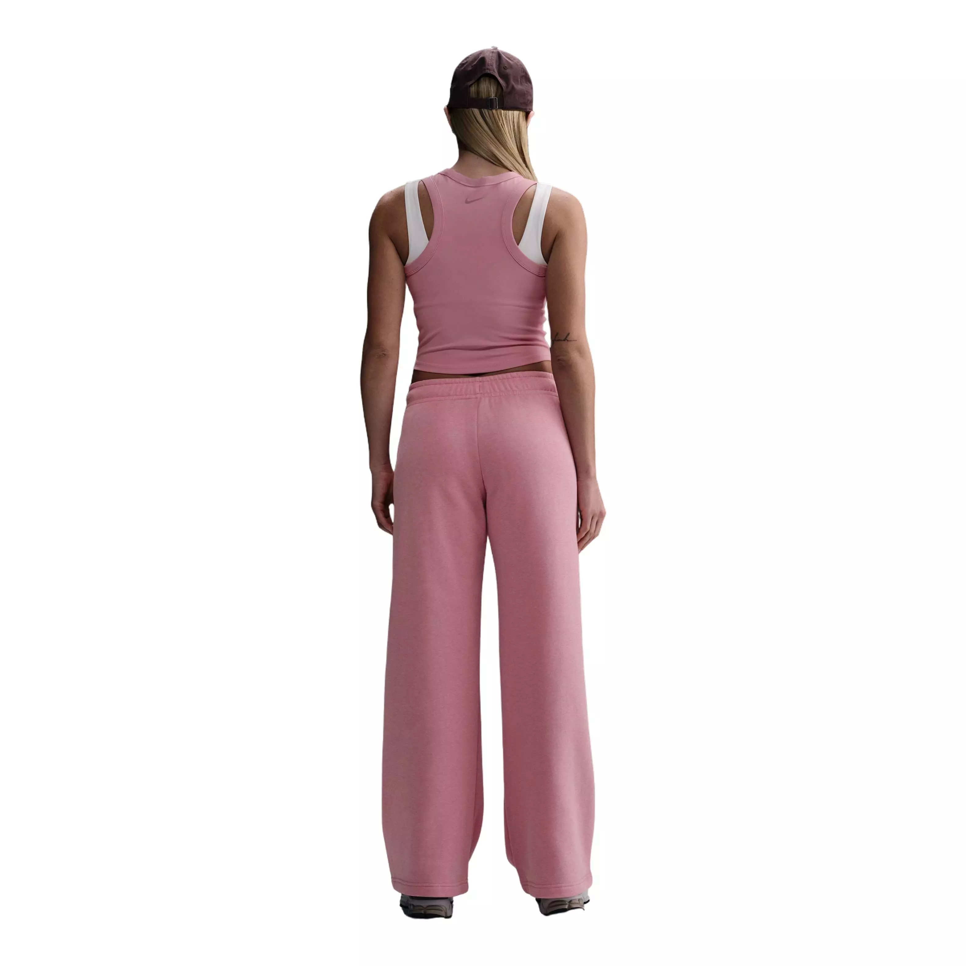 Nike Women's Sportswear Club Fleece Mid-Rise Wide-Leg Graphic Sweatpants - Pink - PINK