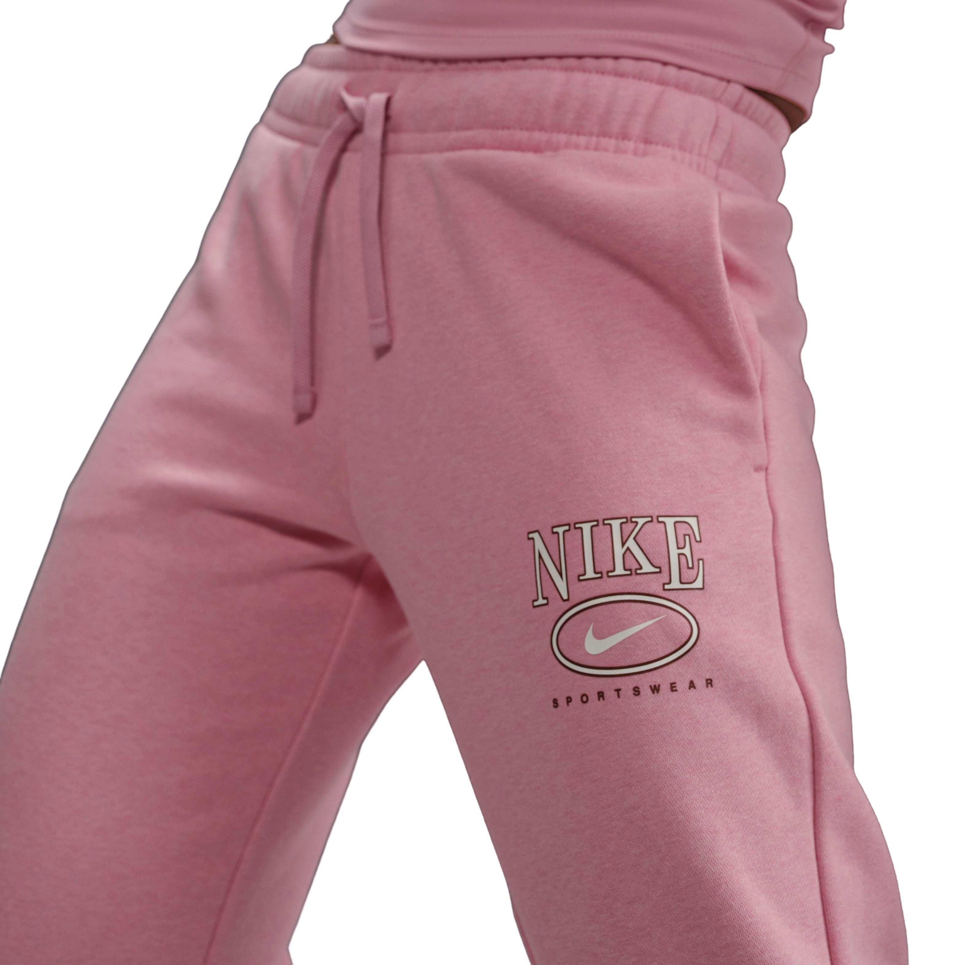 Nike Women's Sportswear Club Fleece Mid-Rise Wide-Leg Graphic Sweatpants - Pink - PINK Thumbnail View 5