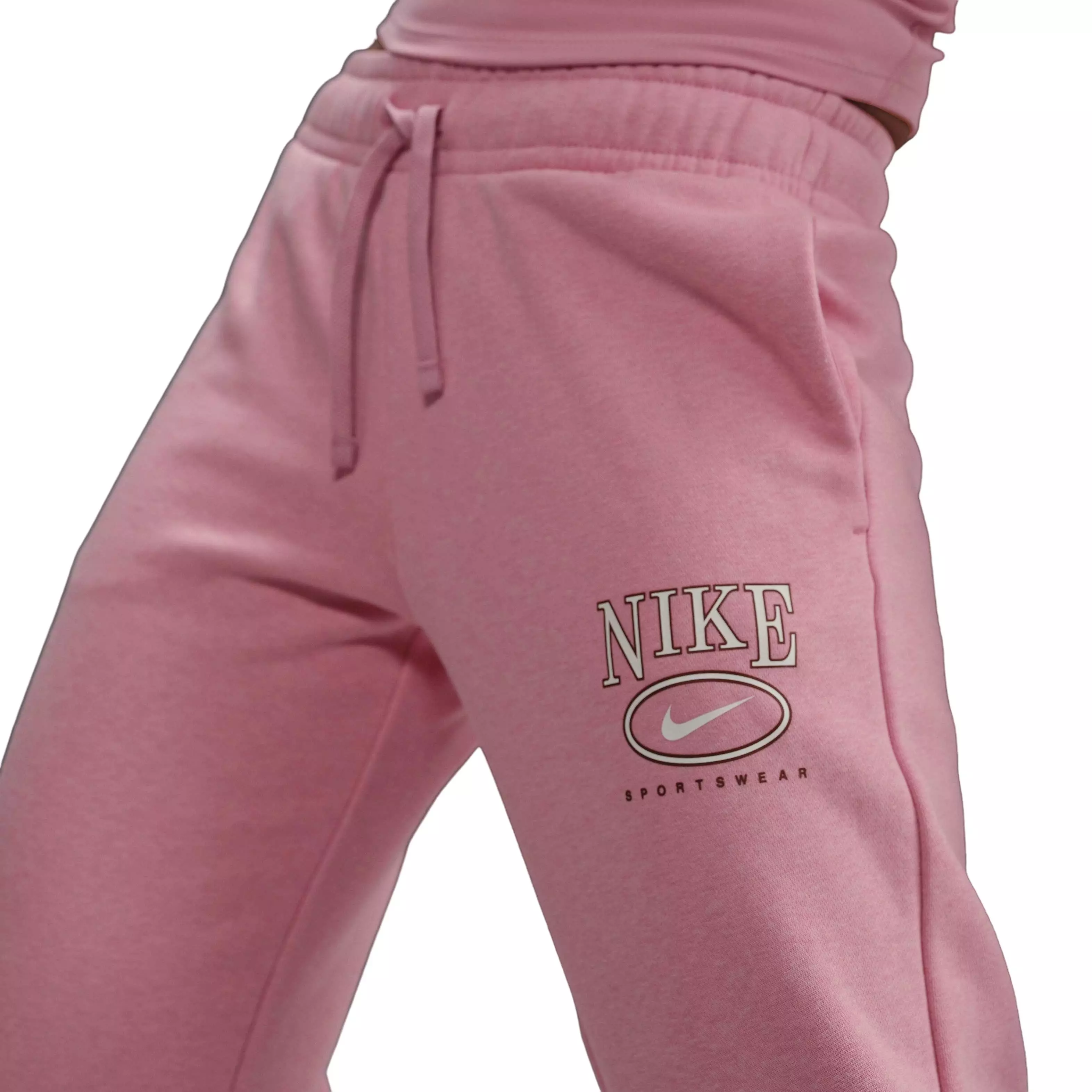 Nike Women's Sportswear Club Fleece Mid-Rise Wide-Leg Graphic Sweatpants - Pink - PINK