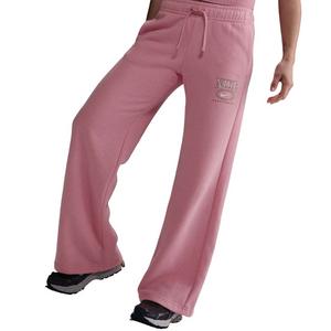 Nike Women's Sportswear Club Fleece Mid-Rise Wide-Leg Graphic Sweatpants - Pink