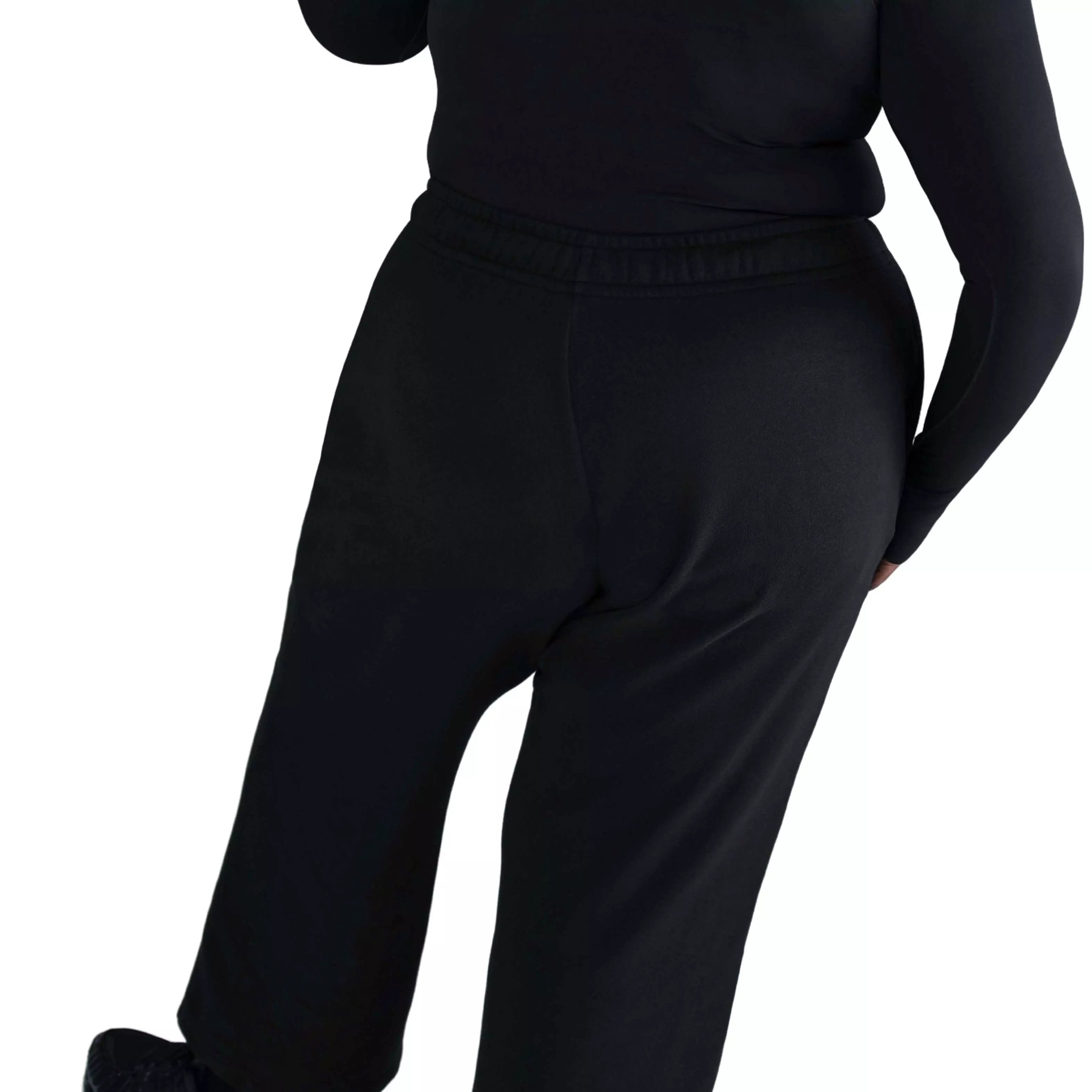 Nike Women's Sportswear Club Fleece Wide-Leg Mid-Rise Graphic Sweatpants - Black - BLACK