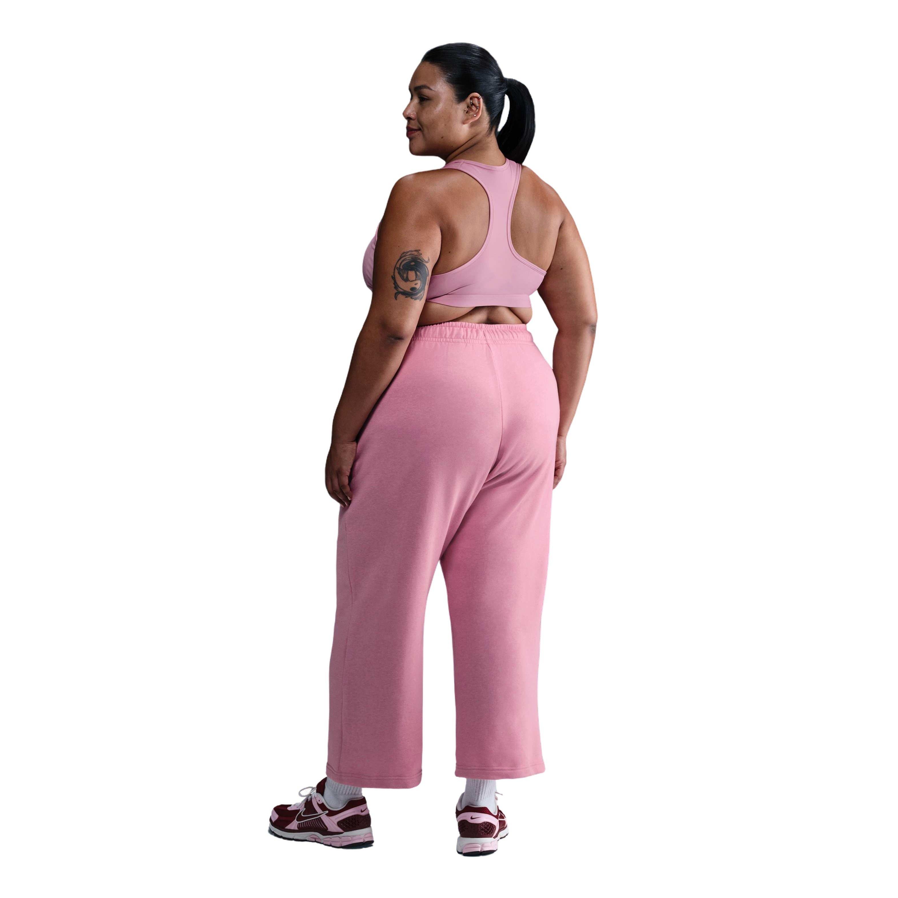 Nike Women's Sportswear Club Fleece Wide-Leg Mid-Rise Graphic Sweatpants -  Pink - PINK Thumbnail View 4