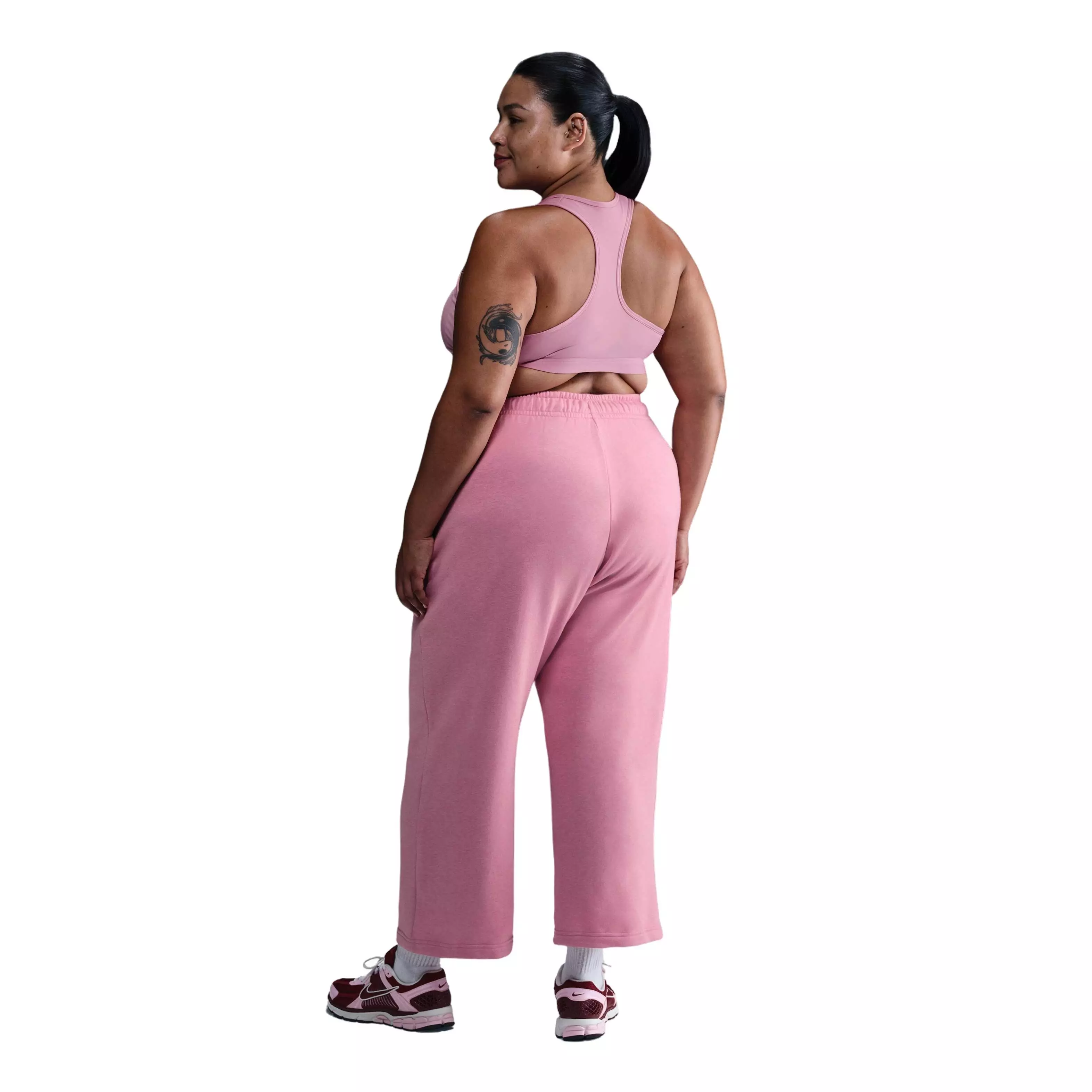 Nike Women's Sportswear Club Fleece Wide-Leg Mid-Rise Graphic Sweatpants -  Pink - PINK