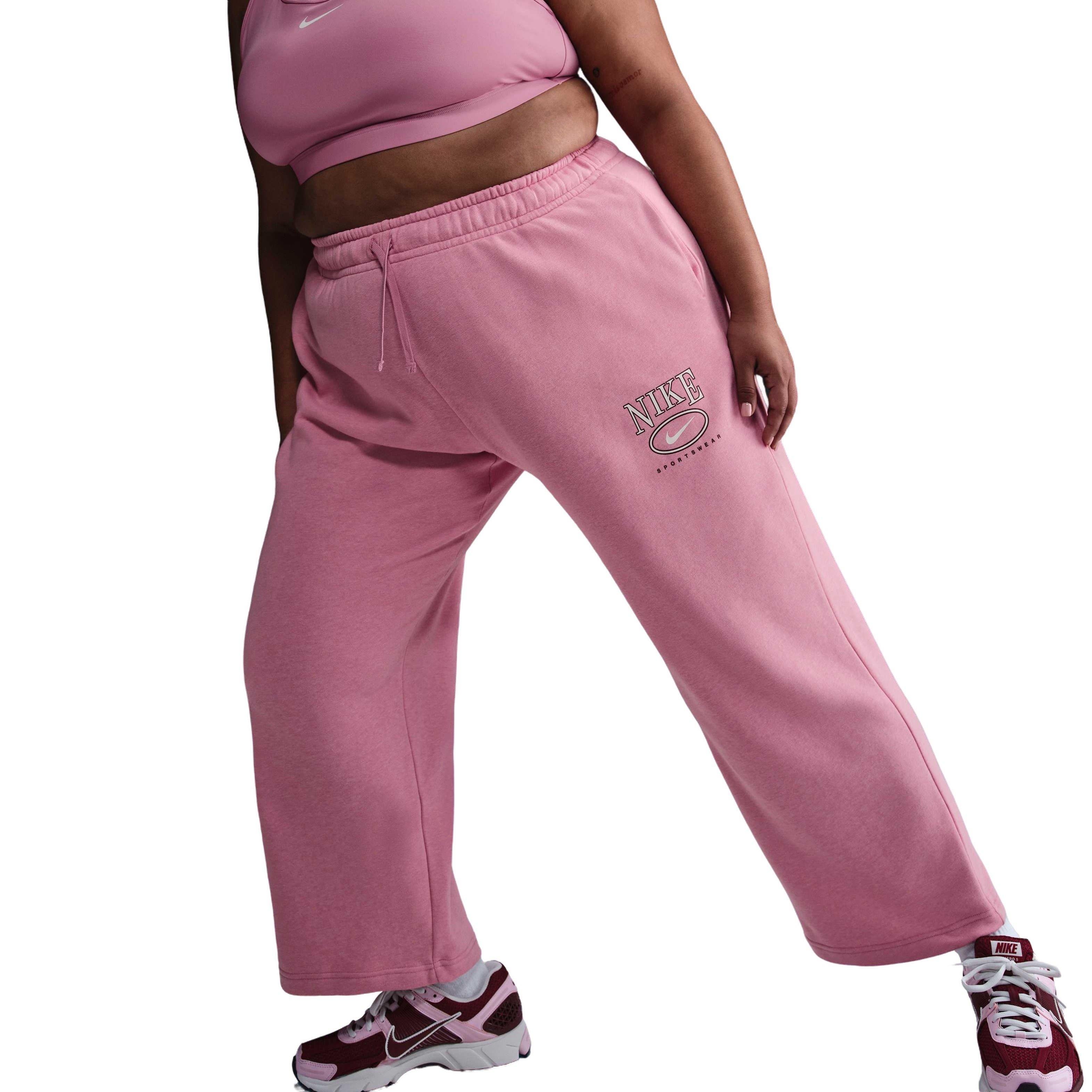 Nike Women's Sportswear Club Fleece Wide-Leg Mid-Rise Graphic Sweatpants -  Pink - PINK Thumbnail View 5