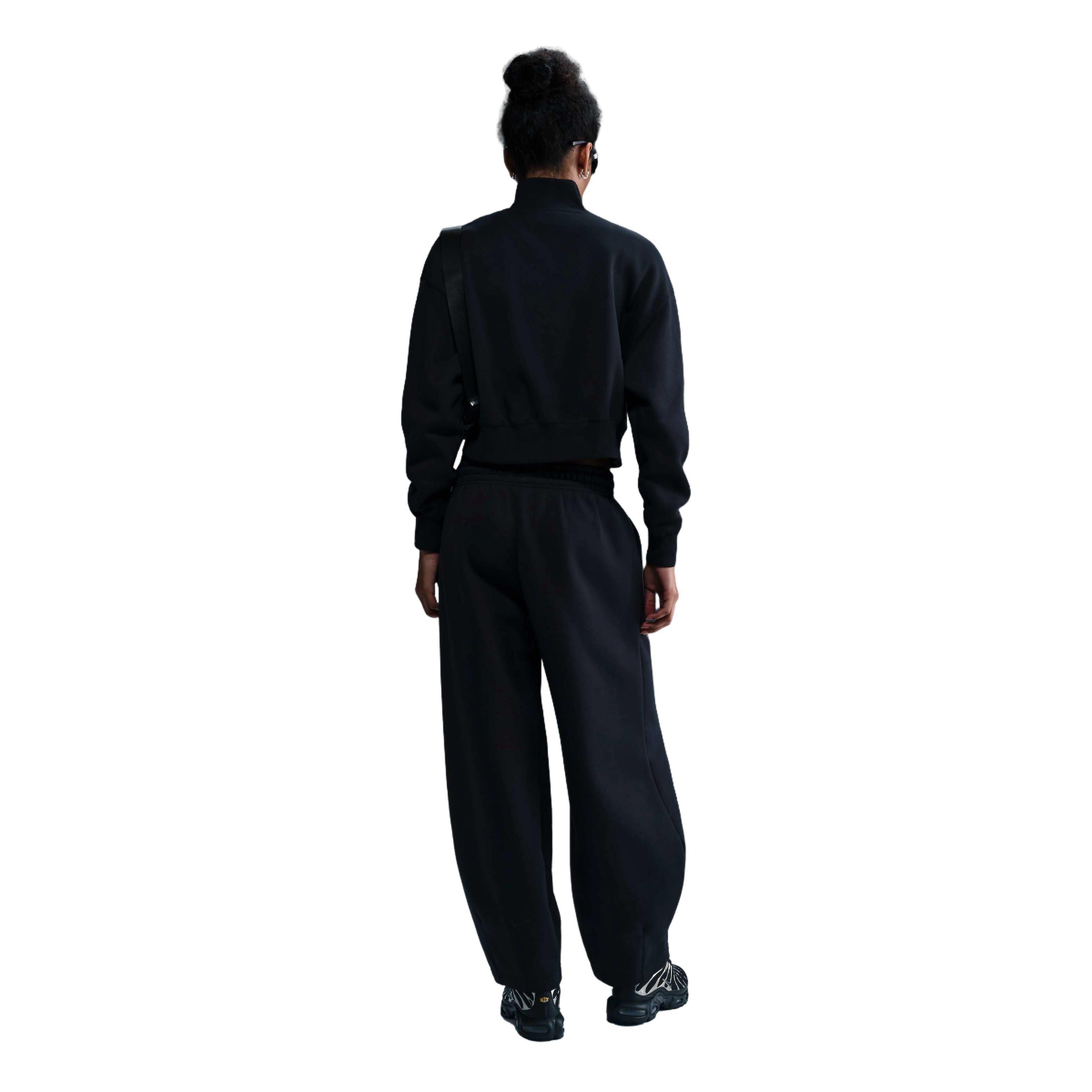 Nike Women's Sportswear Phoenix Fleece Mid-Rise Oversized Tapered Pants - Black - BLACK Thumbnail View 2
