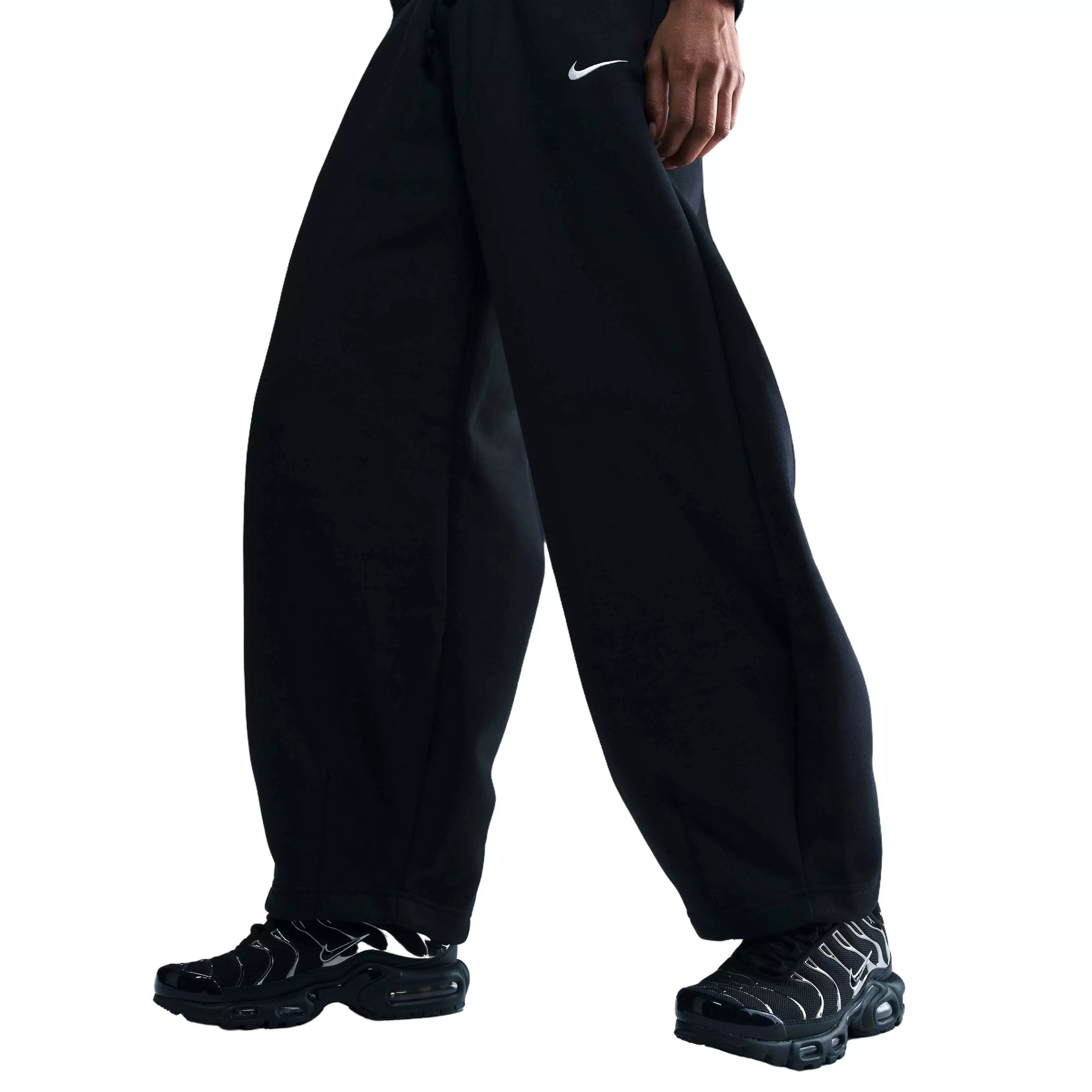 Nike Women's Sportswear Phoenix Fleece Mid-Rise Oversized Tapered Pants - Black - BLACK