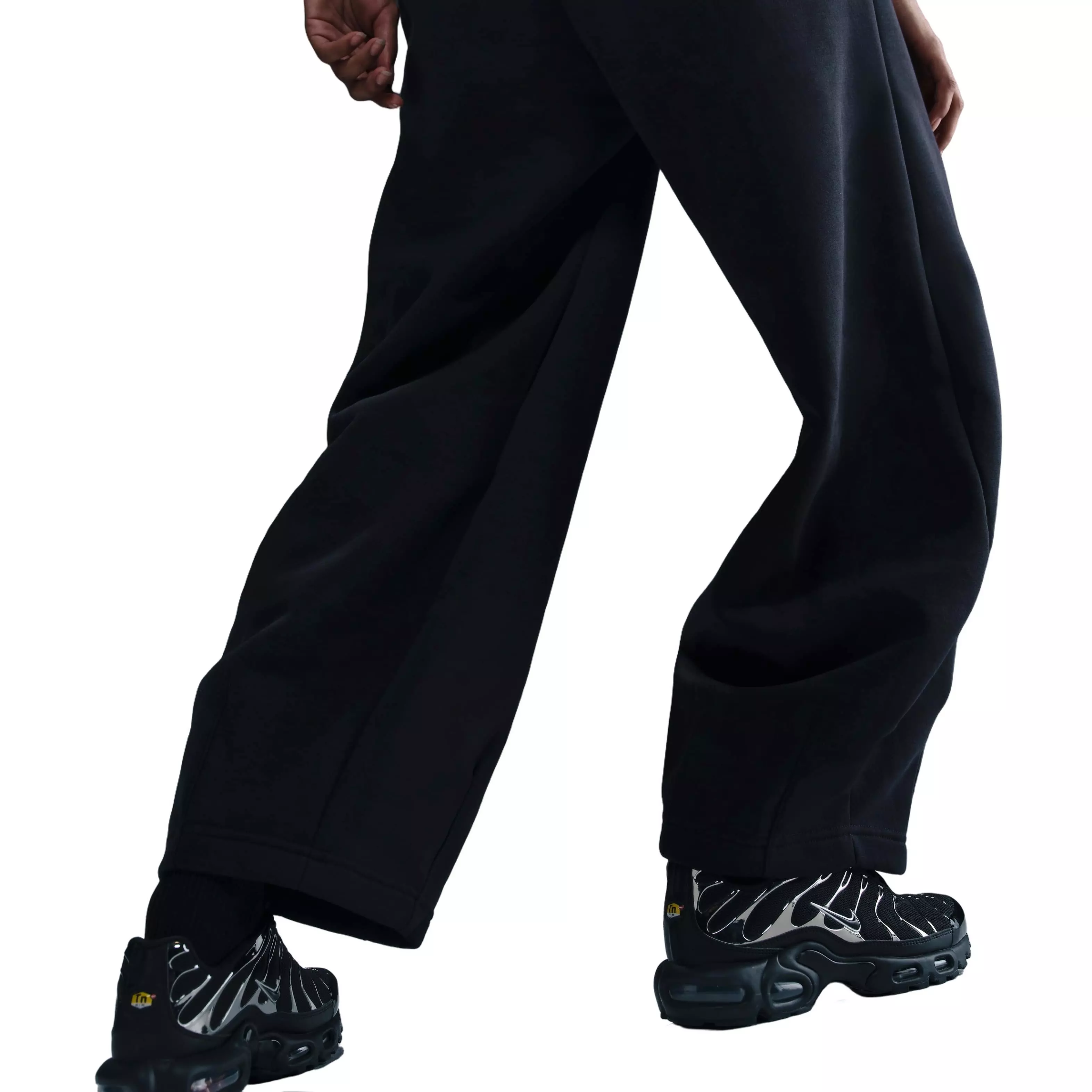 Nike Women's Sportswear Phoenix Fleece Mid-Rise Oversized Tapered Pants - Black - BLACK