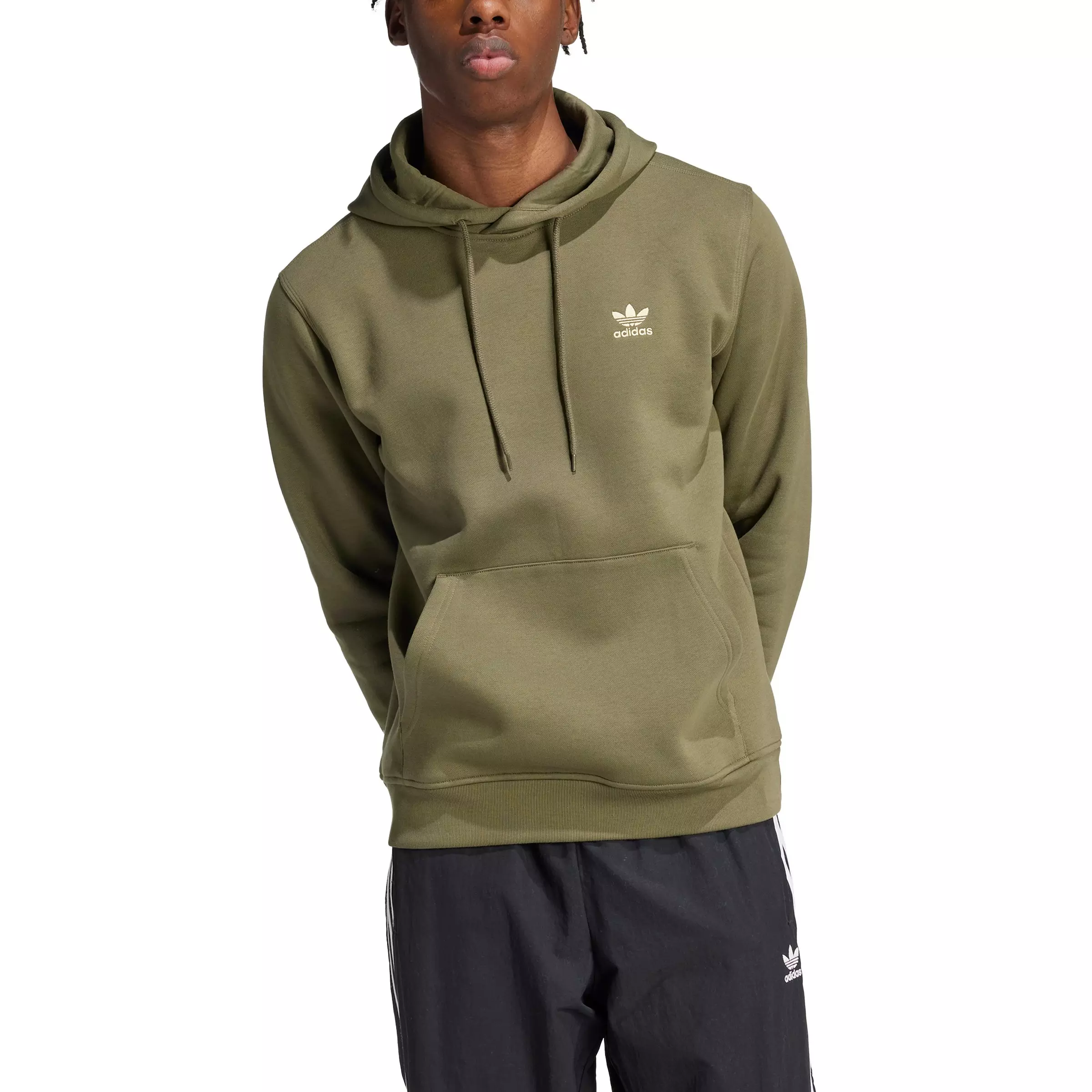 adidas Originals Men's Trefoil Essentials Hoodie - Olive - OLIVE