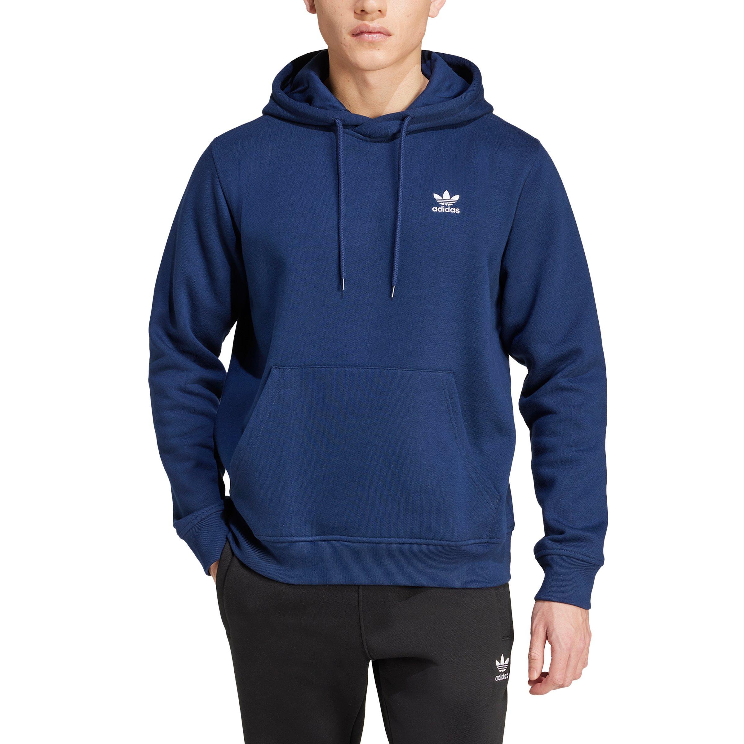 adidas Originals Men's Trefoil Essentials Hoodie - Blue - BLUE Thumbnail View 1