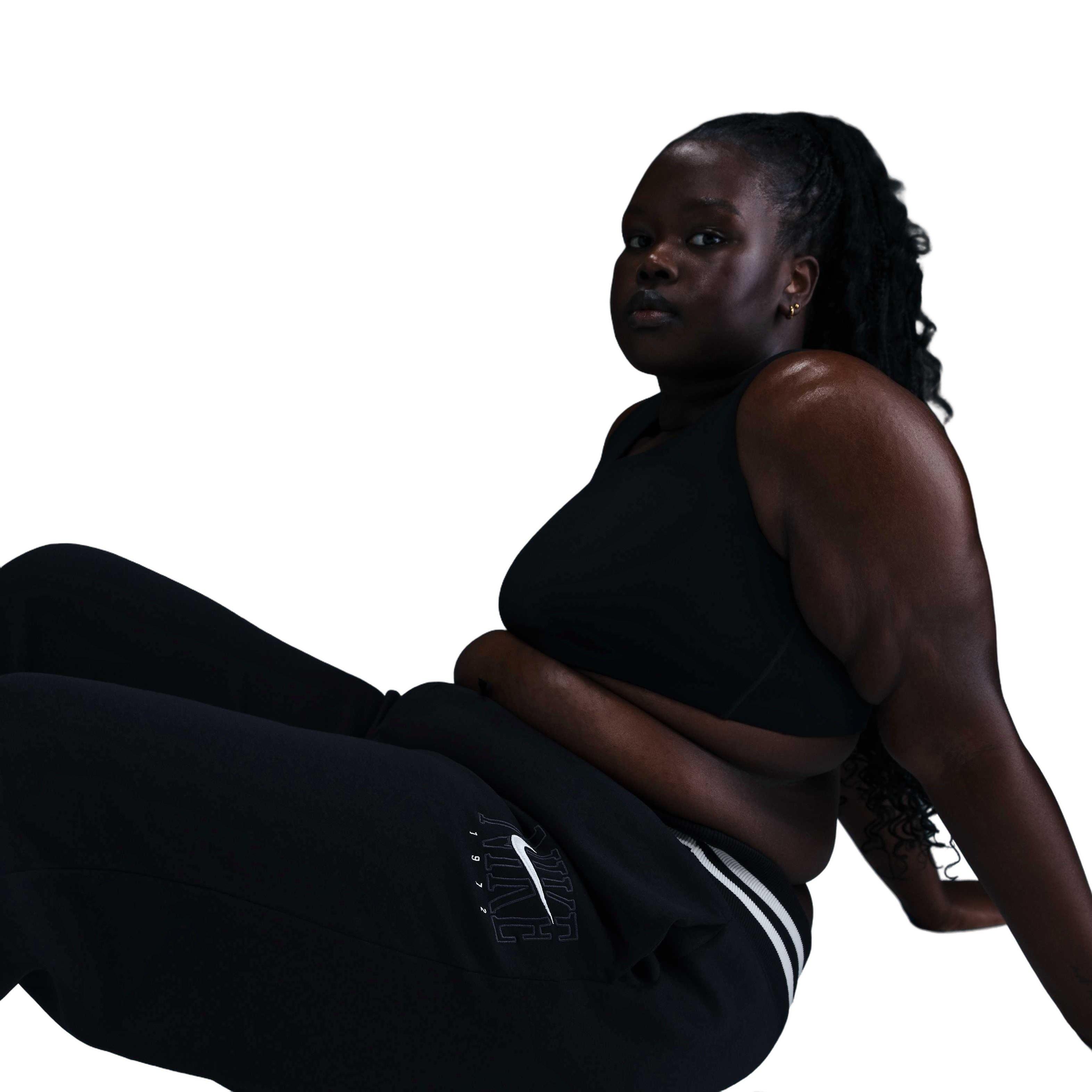 Nike Women's Sportswear Phoenix Oversized Fleece Crewneck Sweat Pants-Black - BLACK Thumbnail View 5