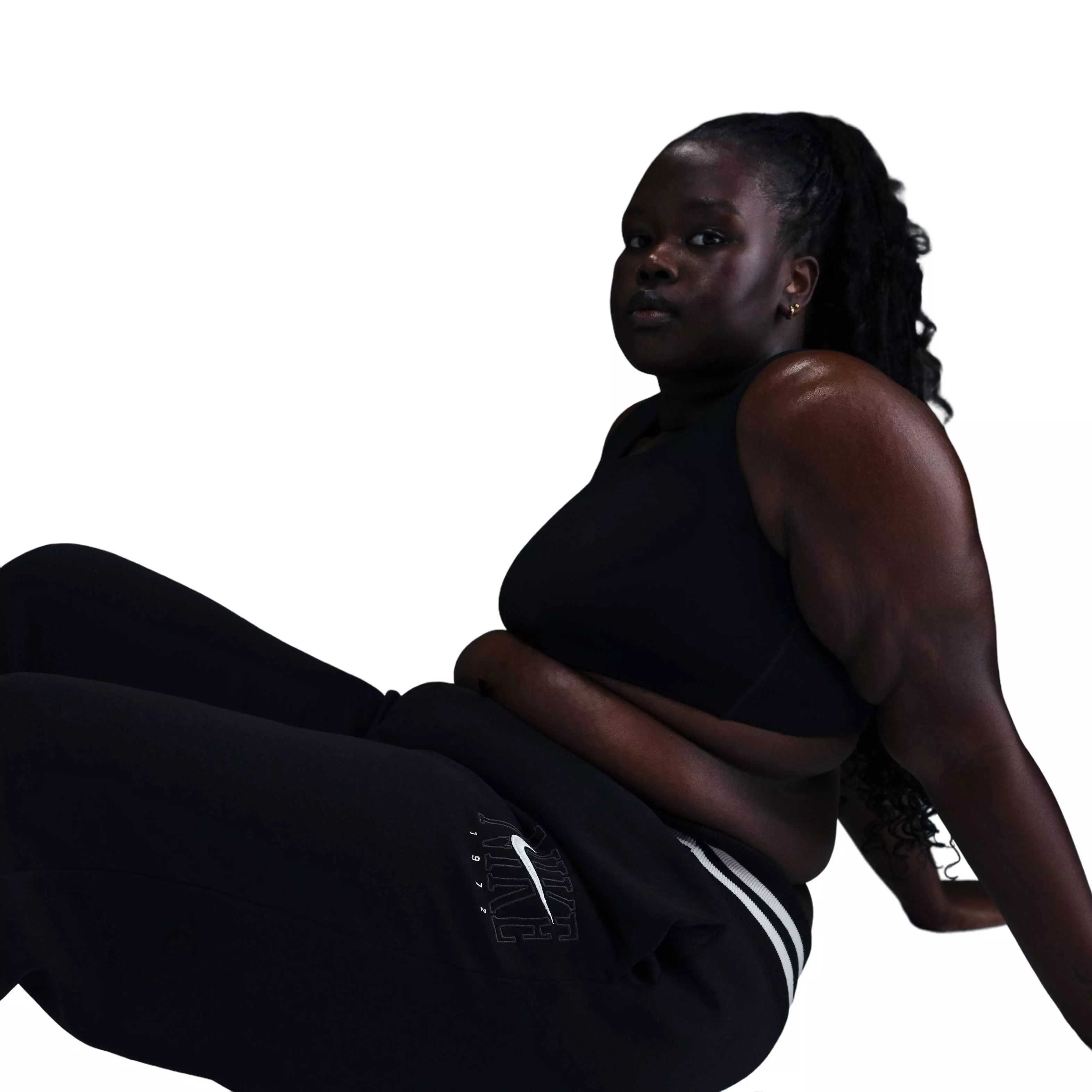 Nike Women's Sportswear Phoenix Oversized Fleece Crewneck Sweat Pants-Black - BLACK