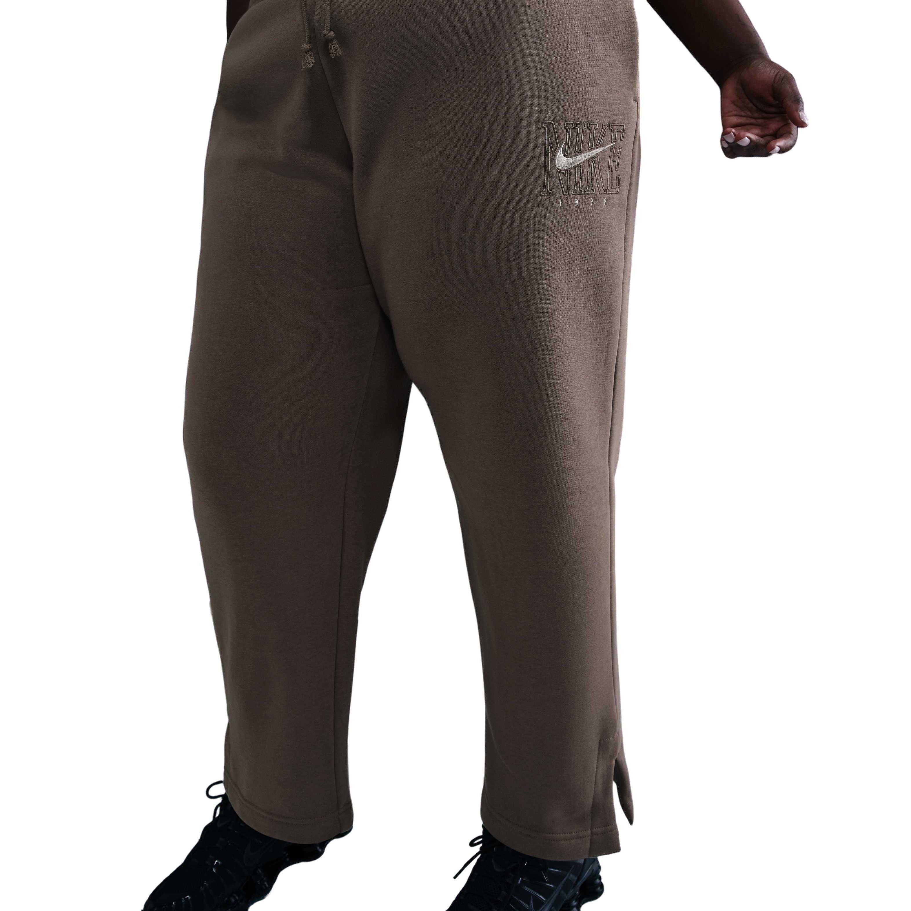 Nike Women's Sportswear Phoenix Oversized Fleece Crewneck Sweat Pants-Brown - BROWN Thumbnail View 1