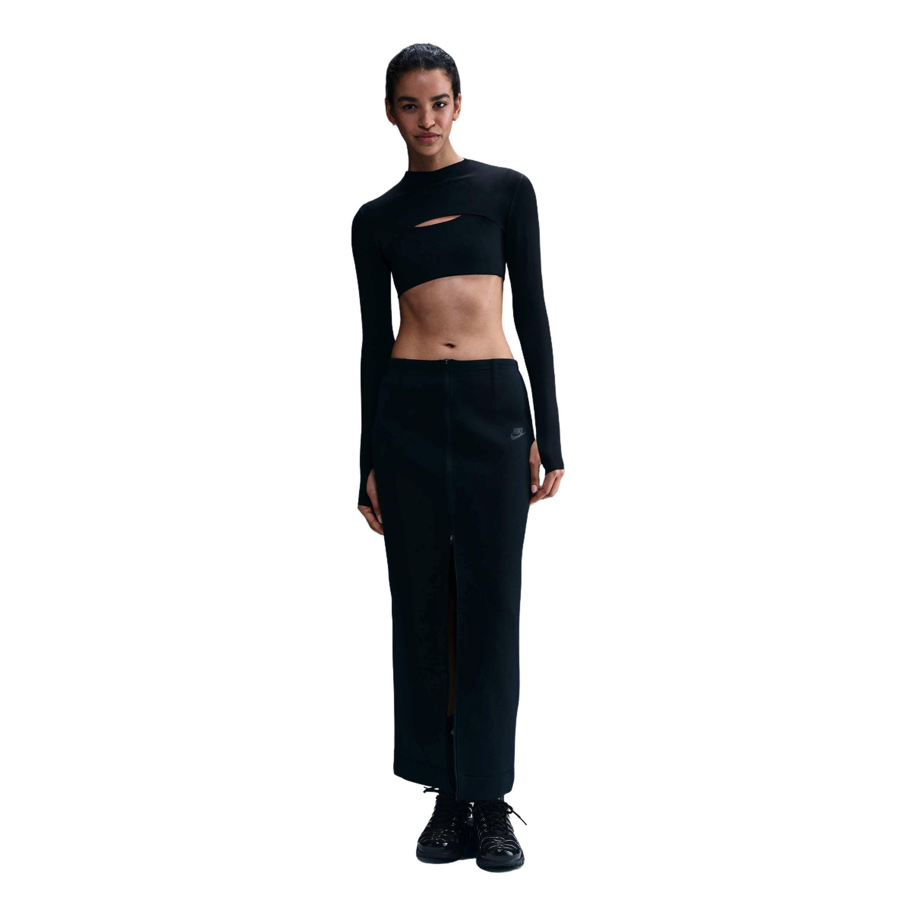 Nike Women​'s Sportswear Tech Fleece Slim Maxi Skirt-Black - BLACK Thumbnail View 3