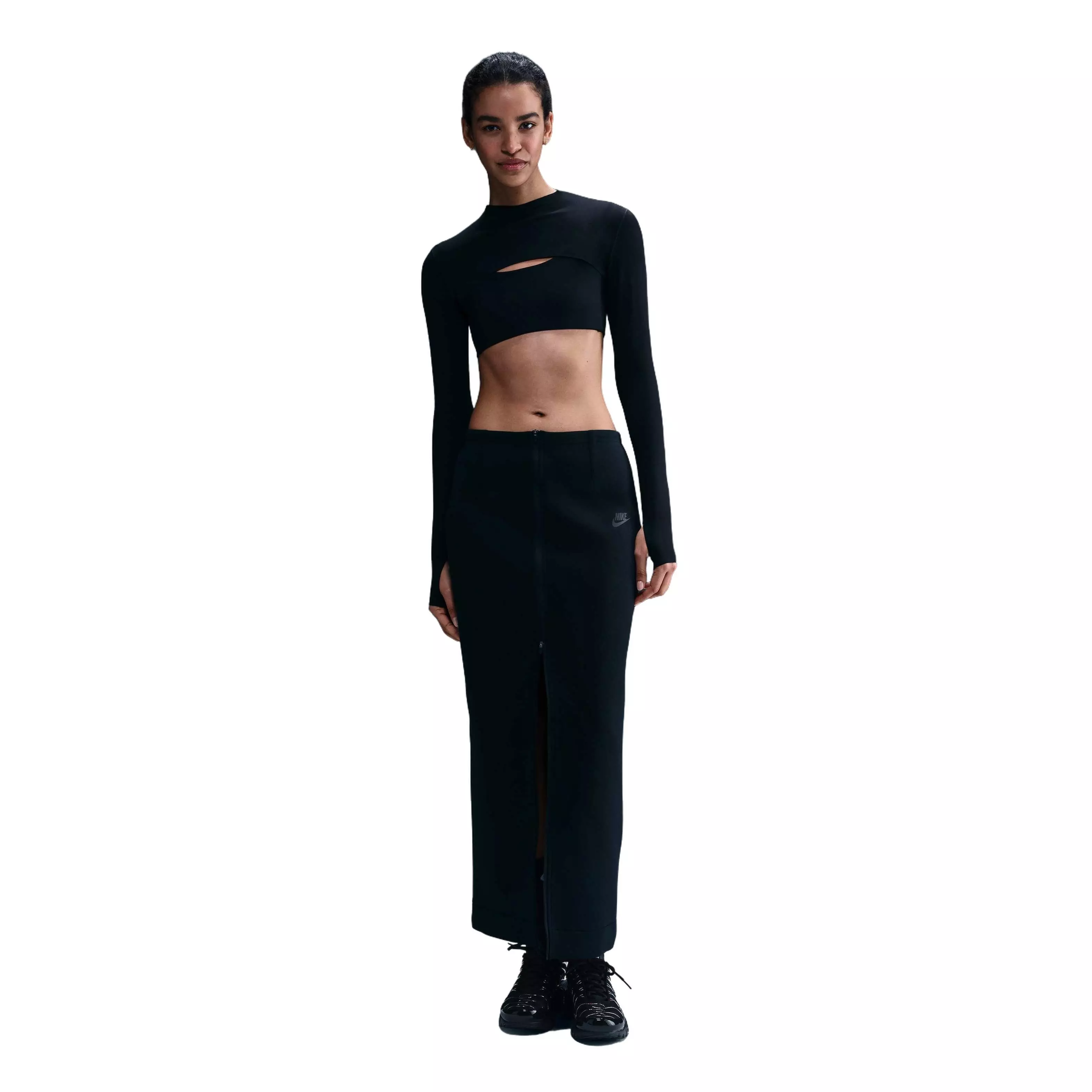Nike Women​'s Sportswear Tech Fleece Slim Maxi Skirt-Black - BLACK