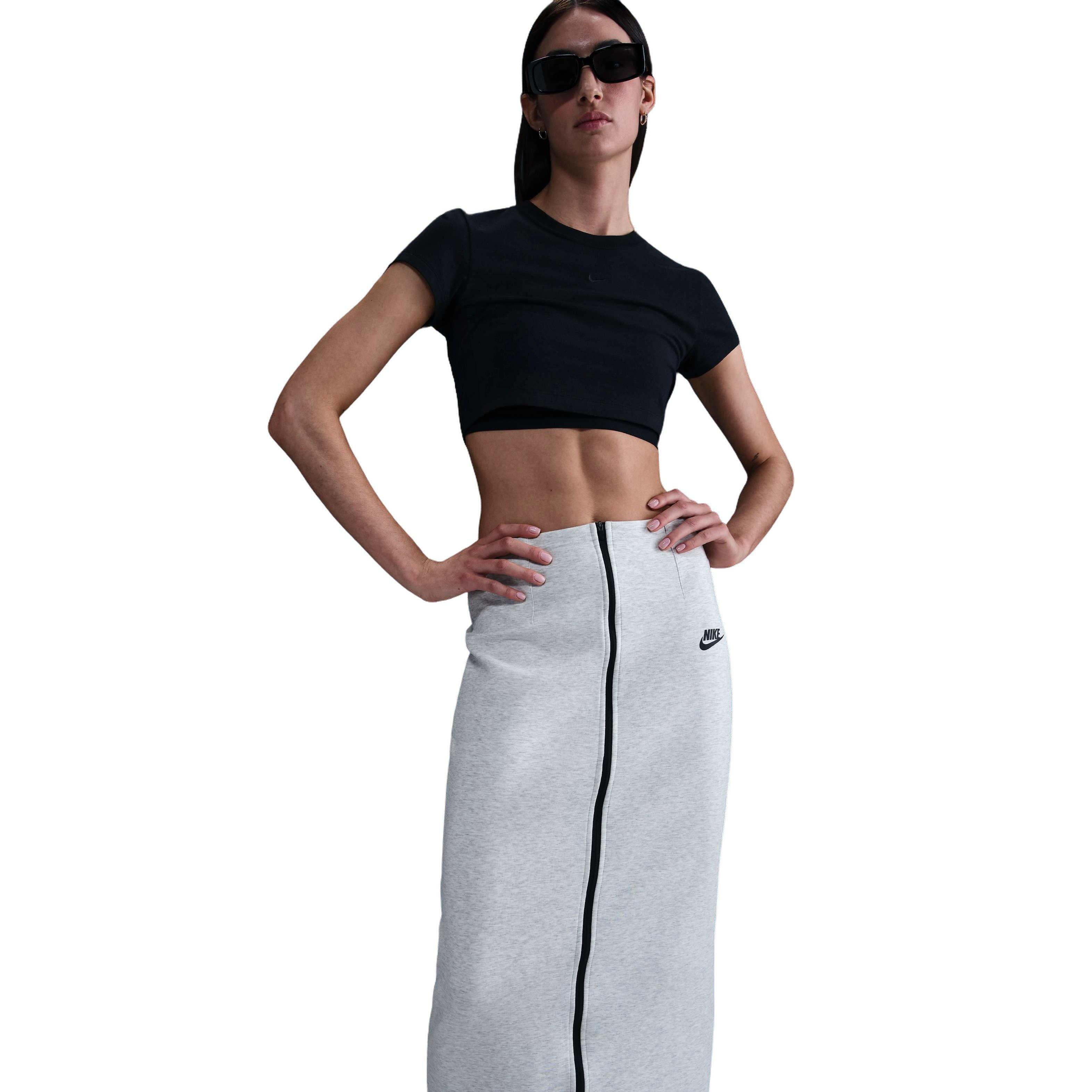 Nike Women​'s Sportswear Tech Fleece Slim Maxi Skirt-Grey - GREY Thumbnail View 3