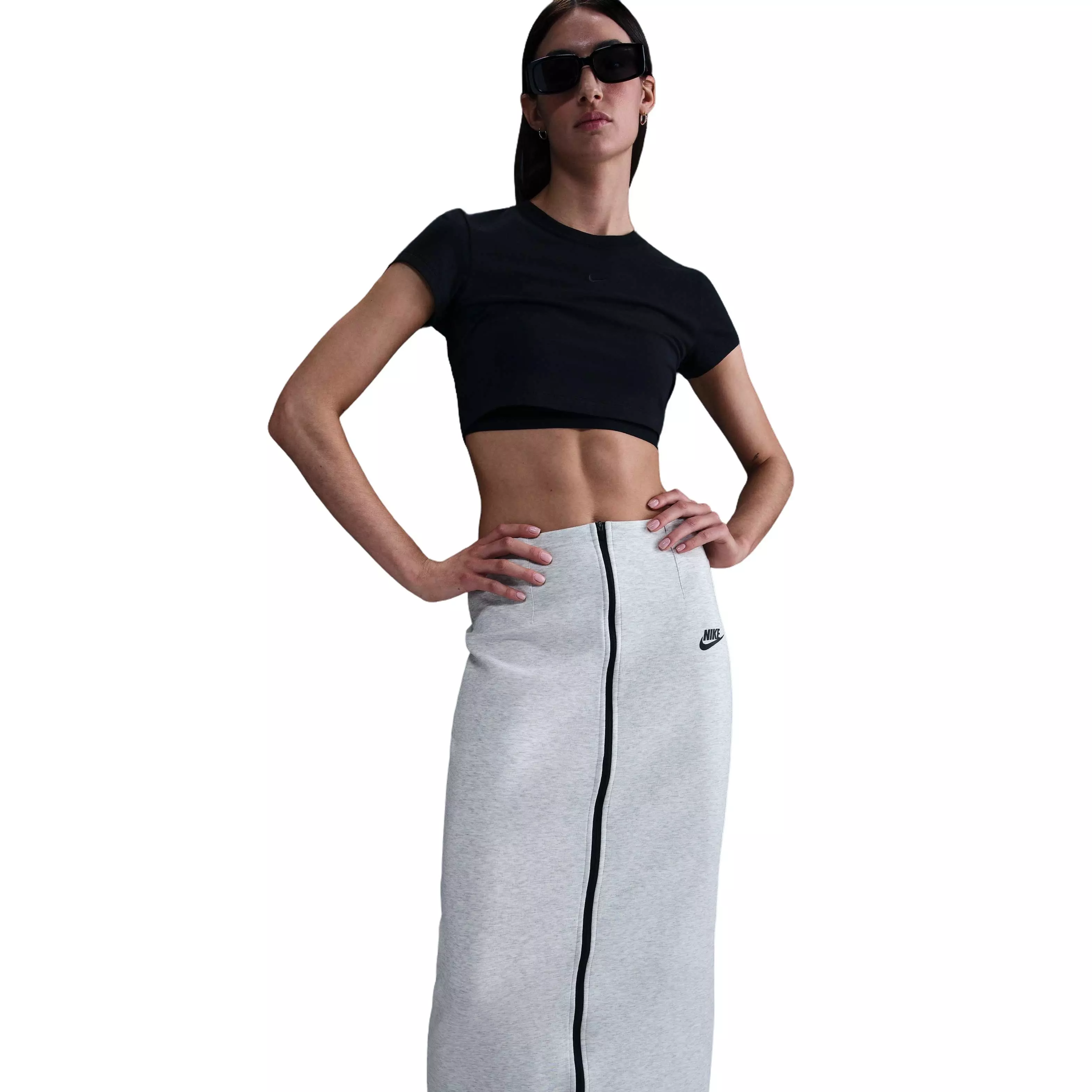 Nike Women​'s Sportswear Tech Fleece Slim Maxi Skirt-Grey - GREY
