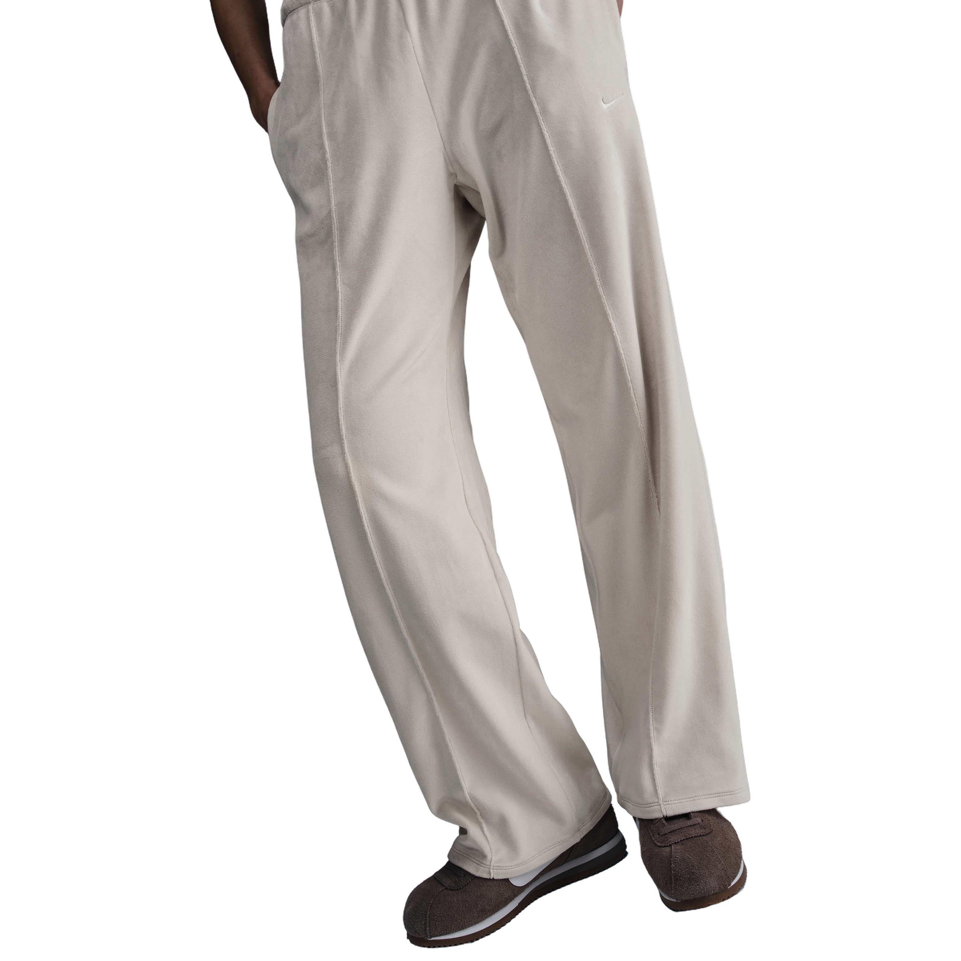 Nike Women's Sportswear Chill Knit Mid-Rise Velour Pants - Light Brown - LIGHT BROWN Thumbnail View 1