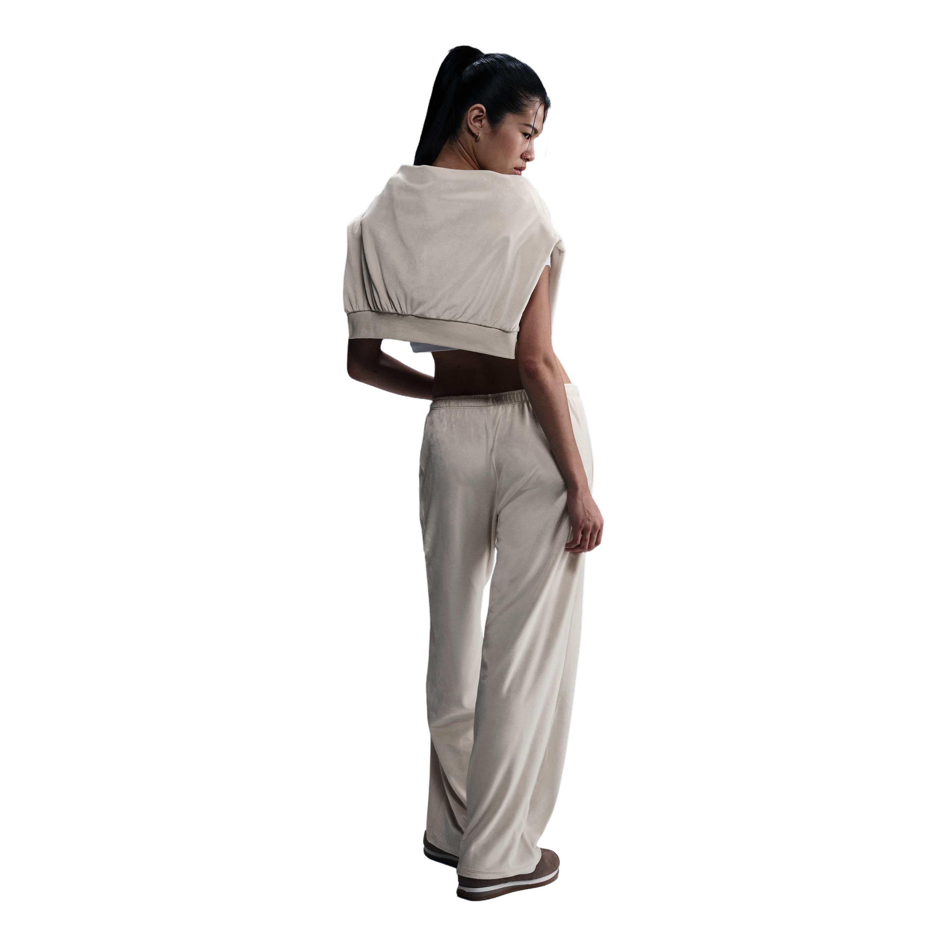 Nike Women's Sportswear Chill Knit Mid-Rise Velour Pants - Light Brown - LIGHT BROWN Thumbnail View 4