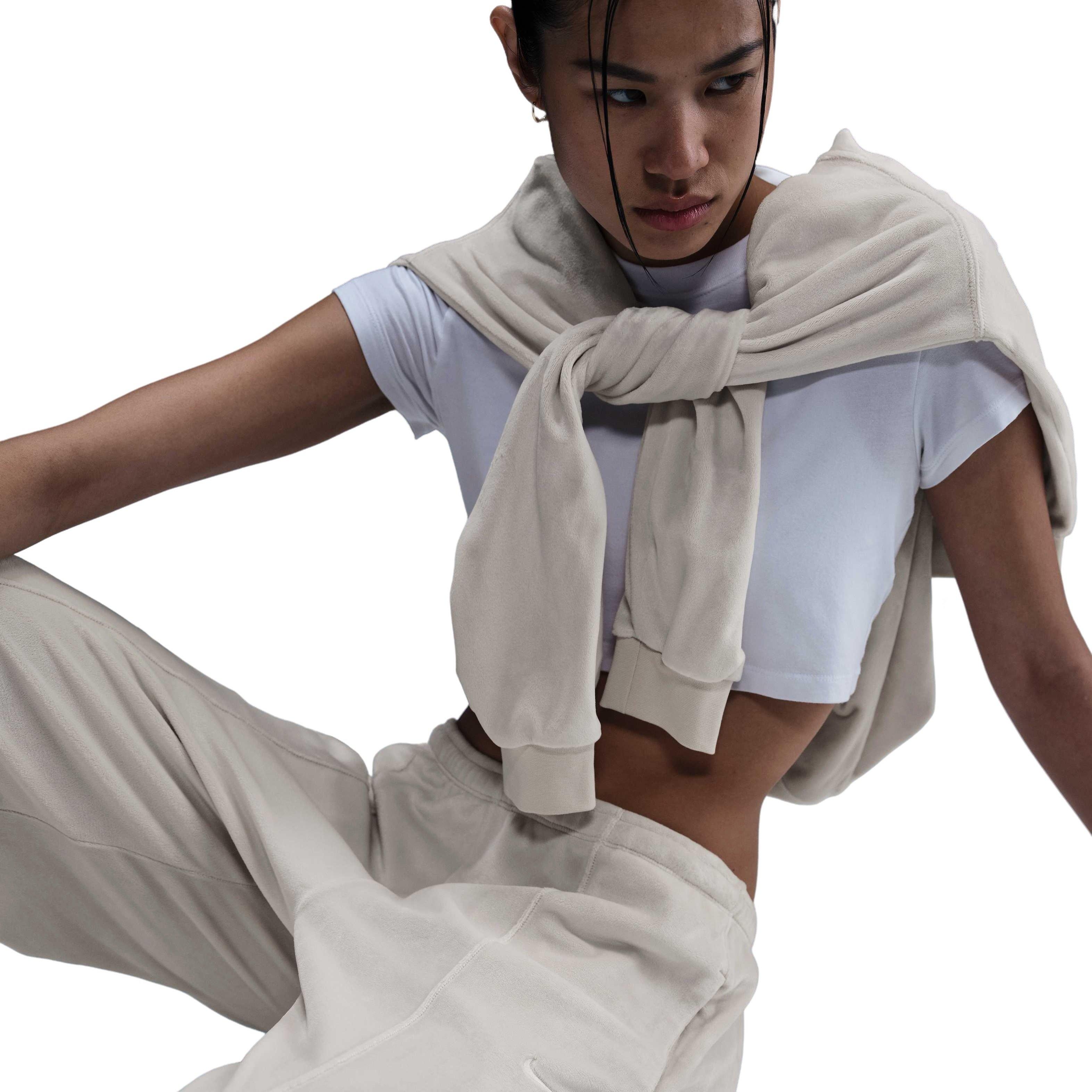 Nike Women's Sportswear Chill Knit Mid-Rise Velour Pants - Light Brown - LIGHT BROWN Thumbnail View 5