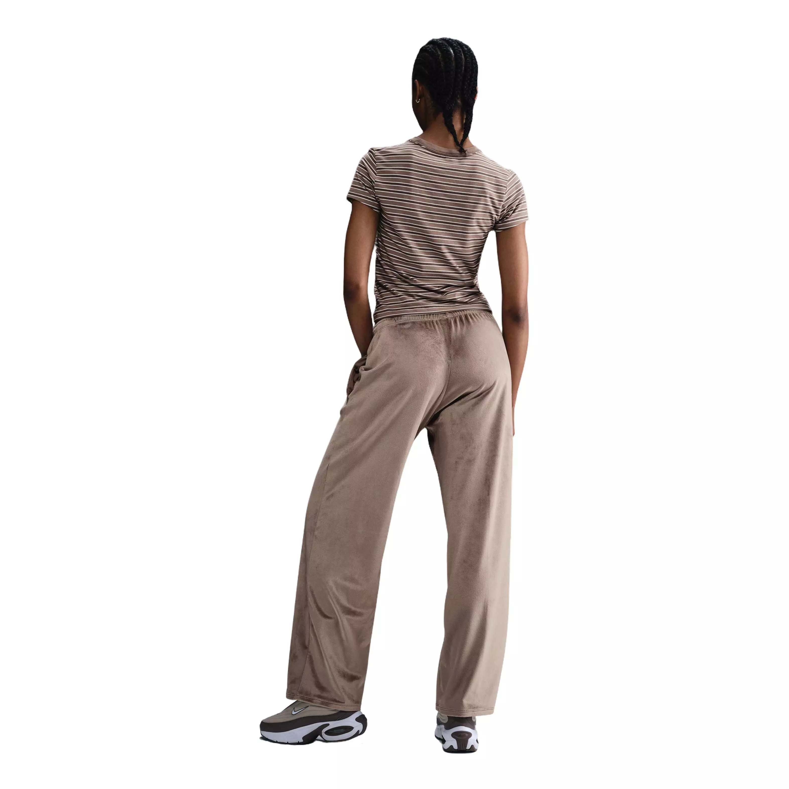 Nike Women's Sportswear Chill Knit Mid-Rise Velour Pants - Brown - BROWN