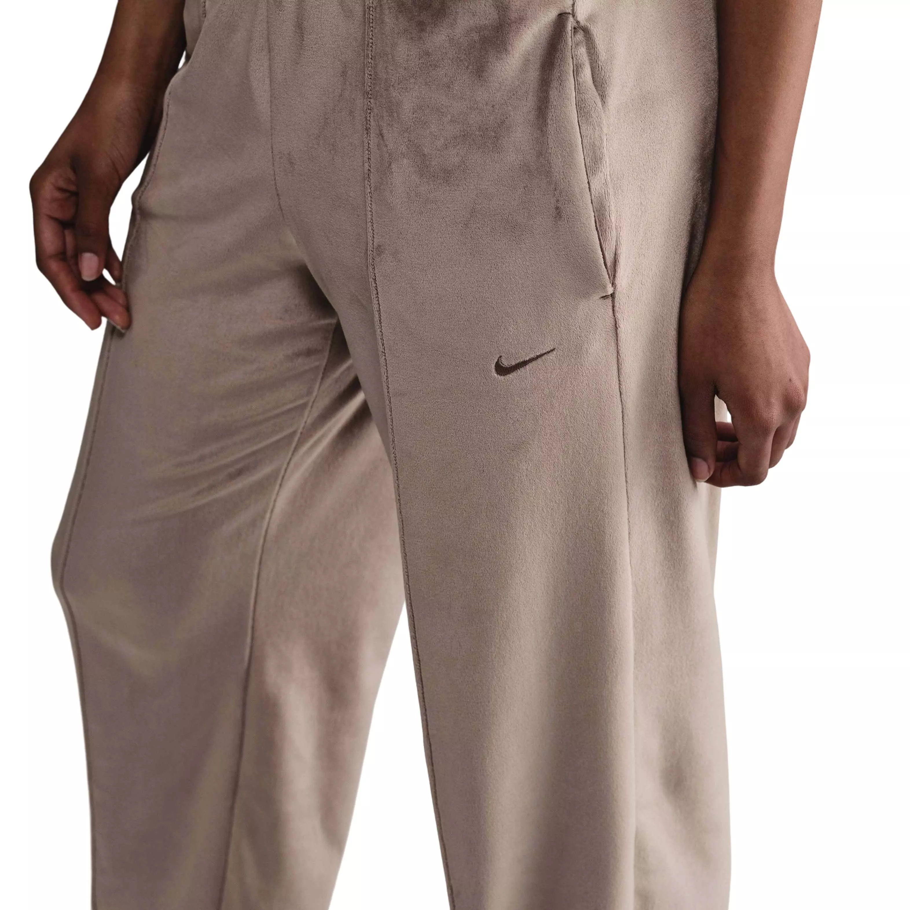 Nike Women's Sportswear Chill Knit Mid-Rise Velour Pants - Brown - BROWN