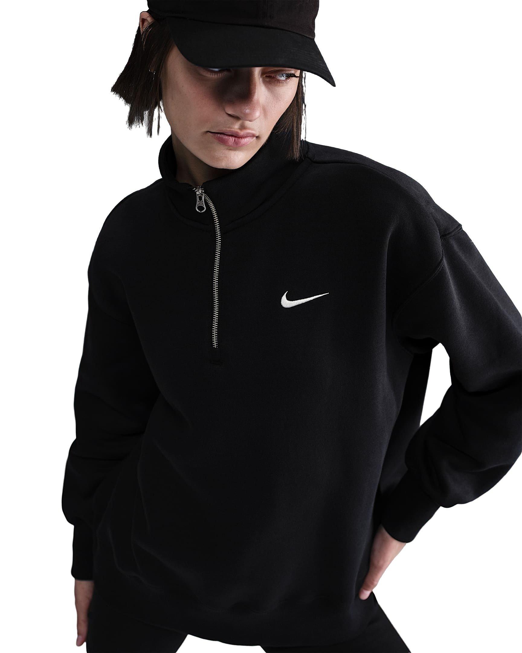 Nike Women's Sportswear Phoenix Fleece Oversized 1/4 Zip Sweatshirt - Black - BLACK Thumbnail View 1