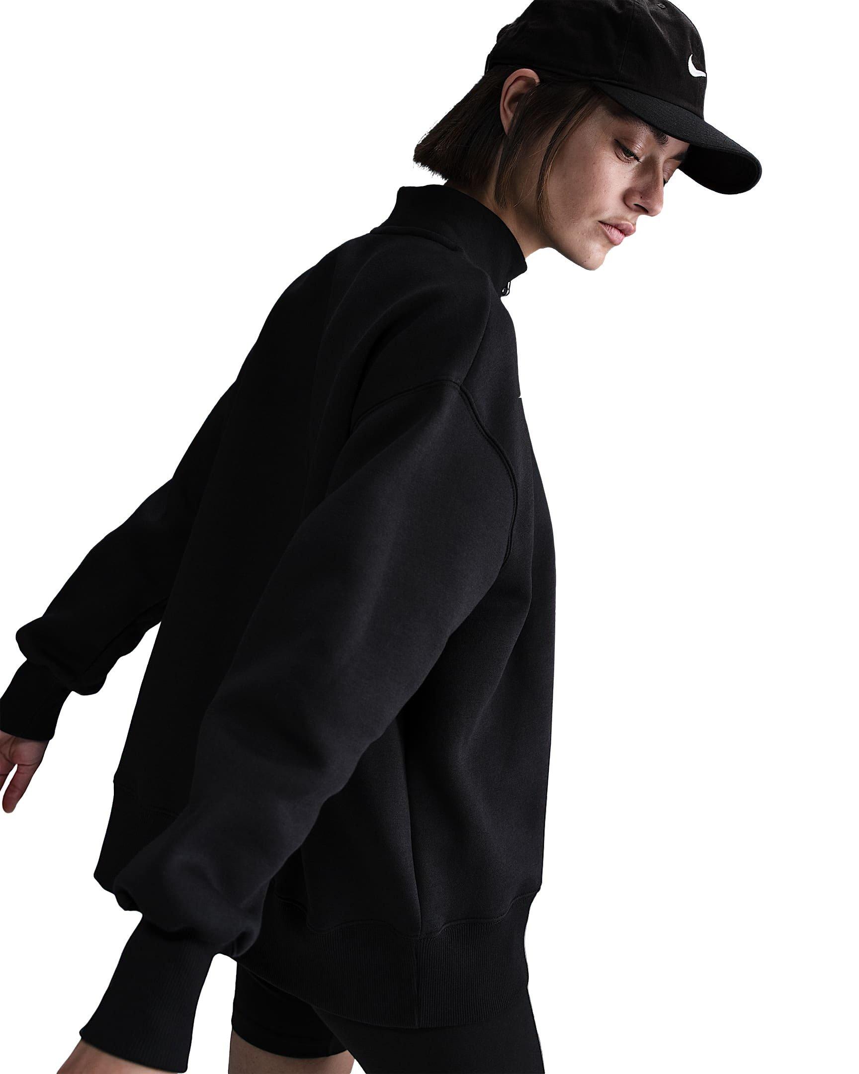 Nike Women's Sportswear Phoenix Fleece Oversized 1/4 Zip Sweatshirt - Black - BLACK Thumbnail View 2
