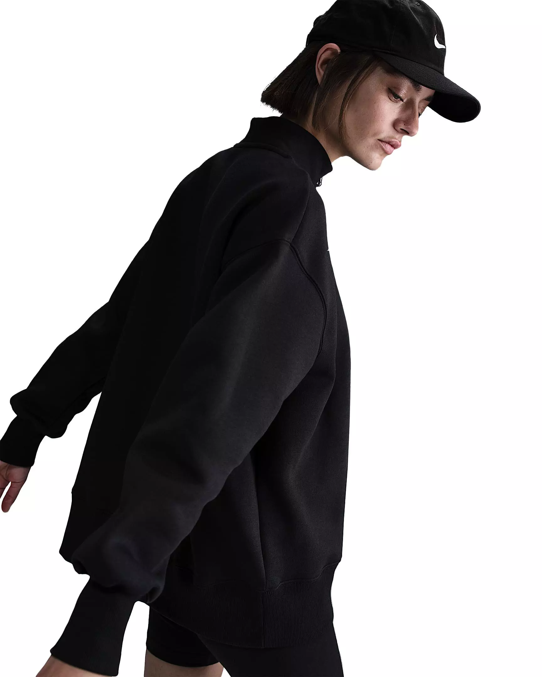 Nike Women's Sportswear Phoenix Fleece Oversized 1/4 Zip Sweatshirt - Black - BLACK