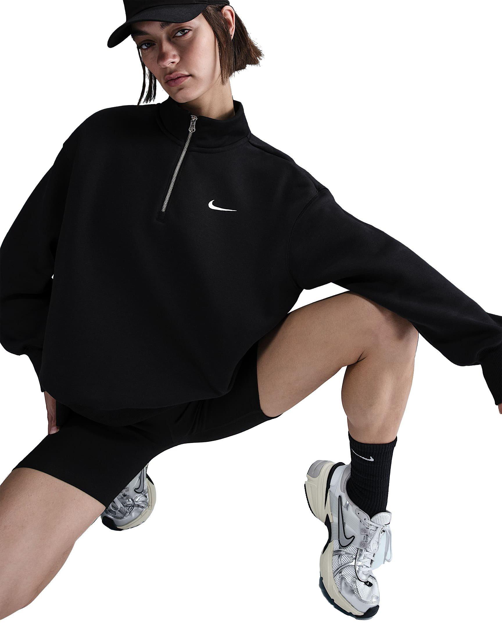 Nike Women's Sportswear Phoenix Fleece Oversized 1/4 Zip Sweatshirt - Black - BLACK Thumbnail View 3