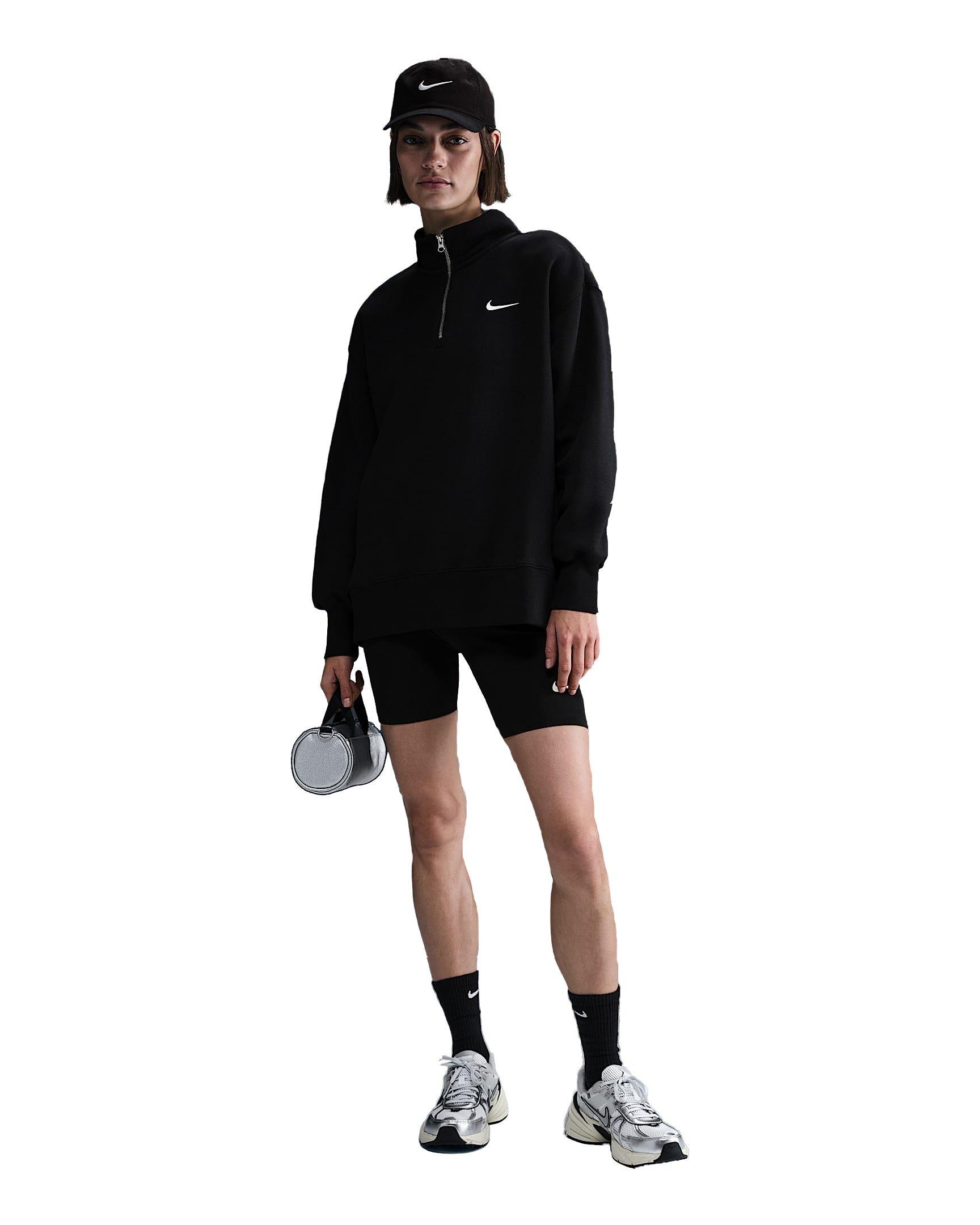 Nike Women's Sportswear Phoenix Fleece Oversized 1/4 Zip Sweatshirt - Black - BLACK Thumbnail View 4