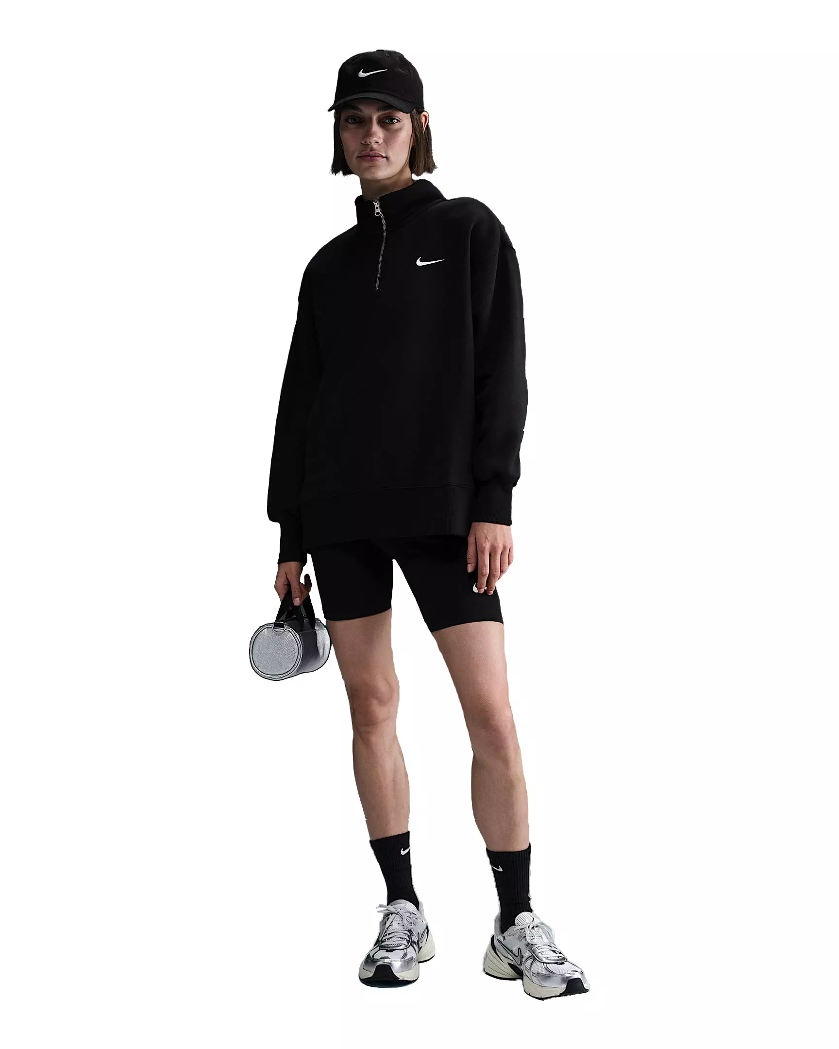 Nike Women's Sportswear Phoenix Fleece Oversized 1/4 Zip Sweatshirt - Black - BLACK