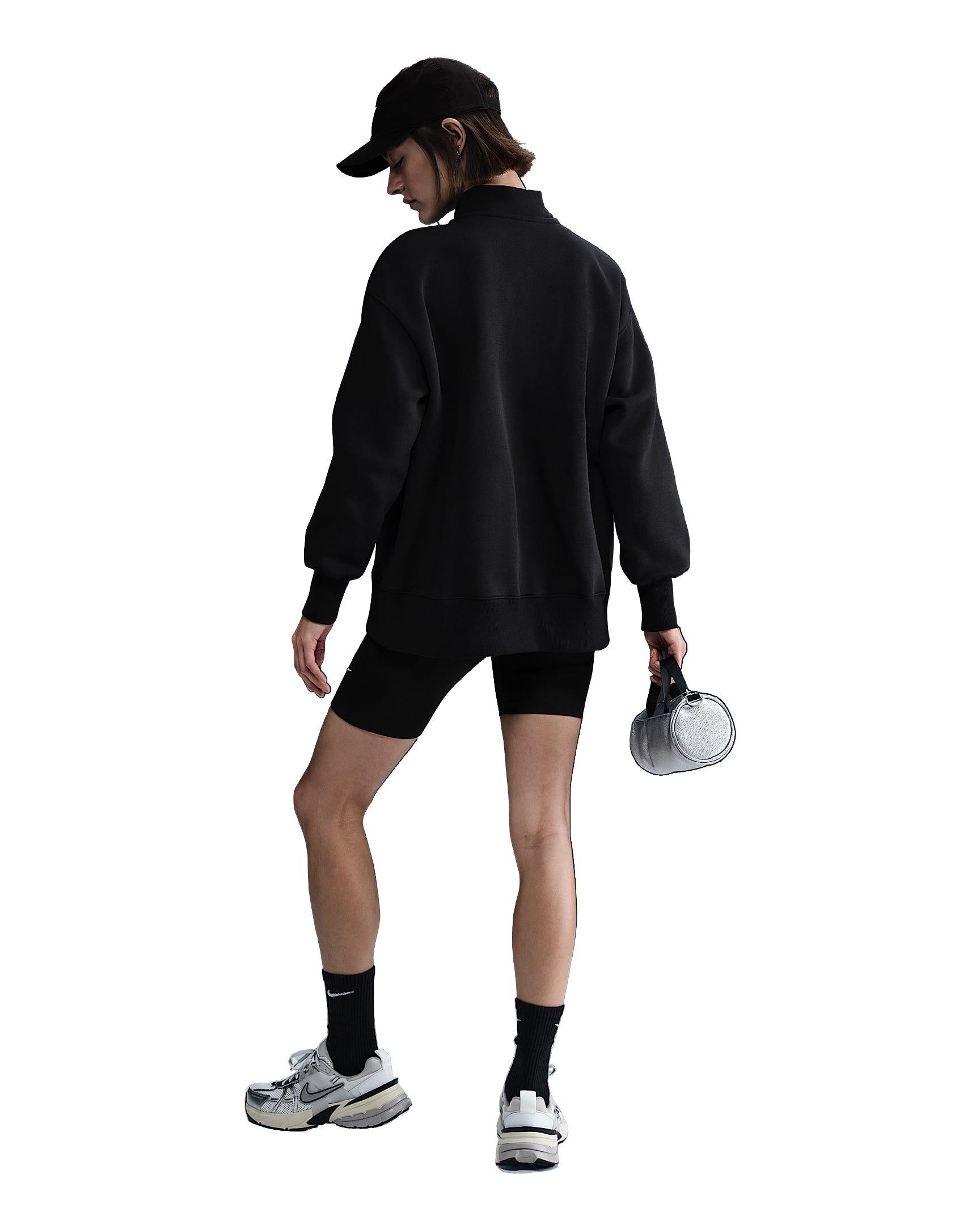 Nike Women's Sportswear Phoenix Fleece Oversized 1/4 Zip Sweatshirt - Black - BLACK Thumbnail View 5