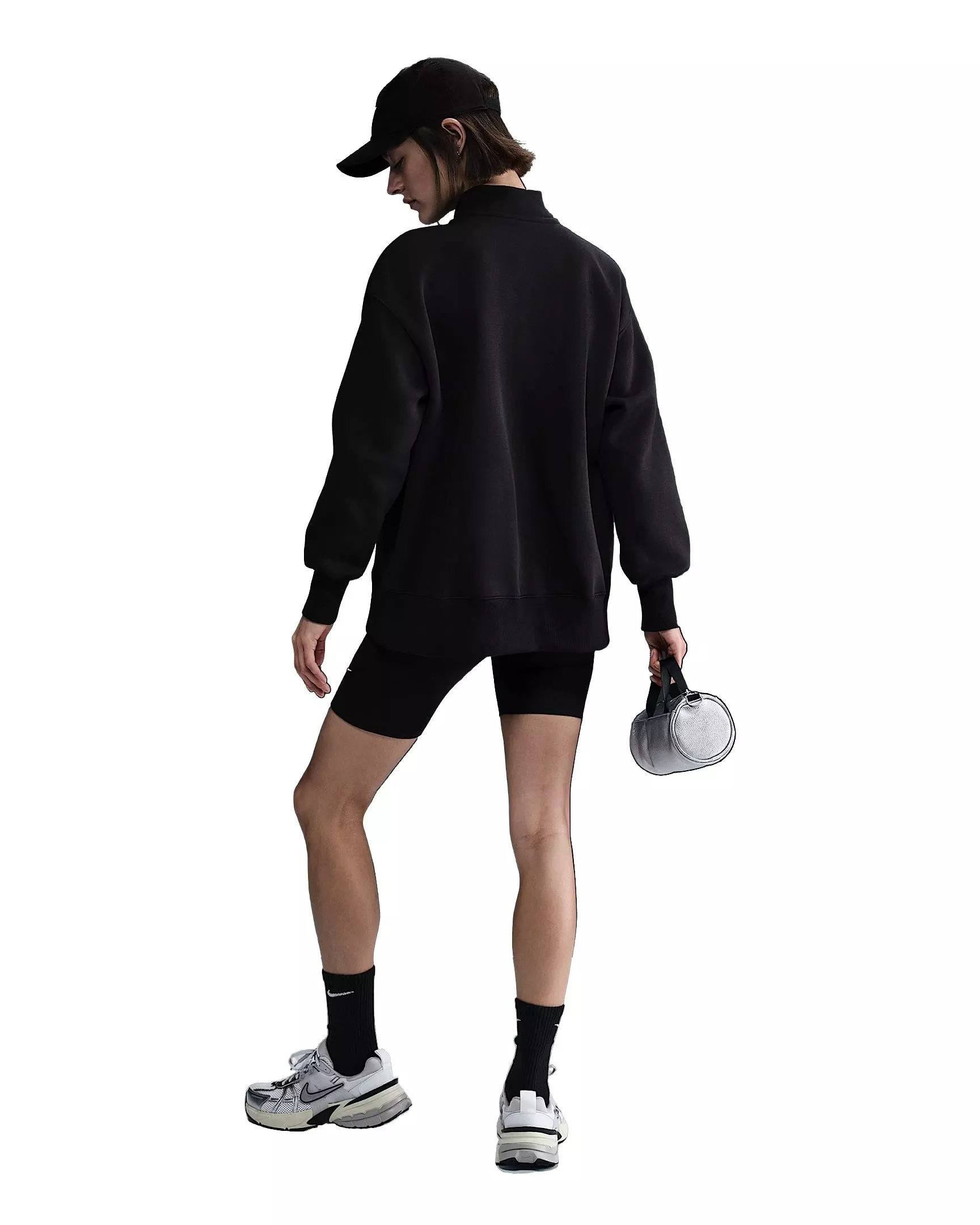 Nike Women's Sportswear Phoenix Fleece Oversized 1/4 Zip Sweatshirt - Black - BLACK