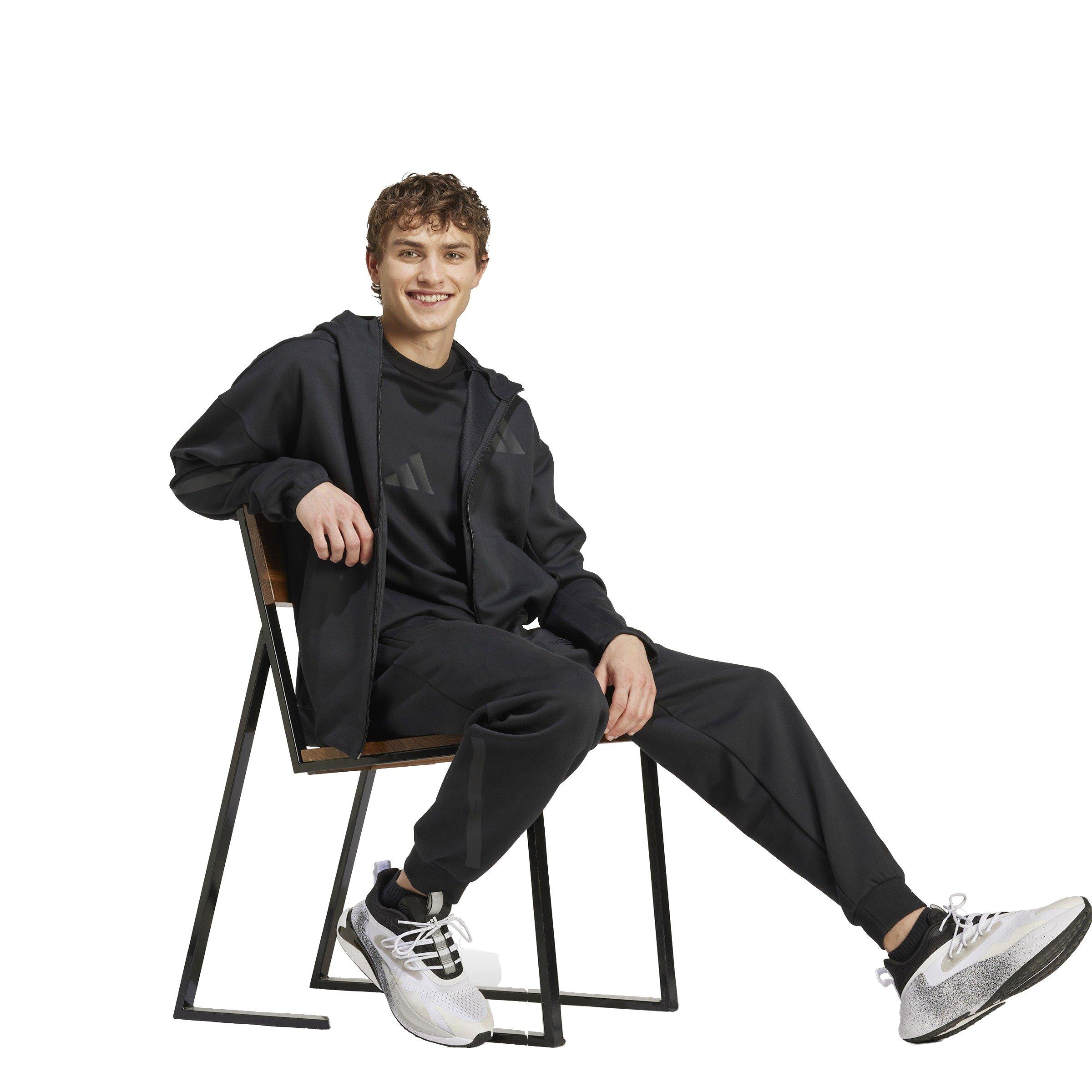 adidas Men's Z.N.E. Full-Zip Hooded Track Jacket - Black - BLACK Thumbnail View 5