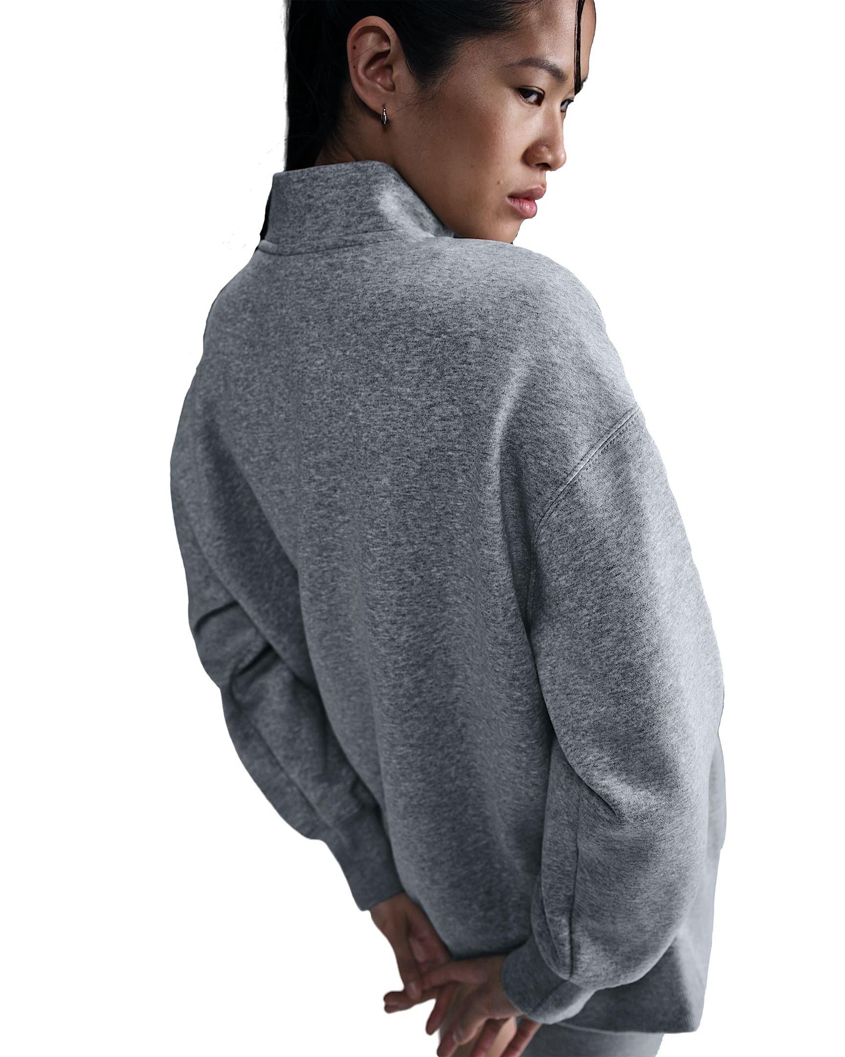 Nike Women's Sportswear Phoenix Fleece Oversized 1/4 Zip Sweatshirt - Grey - GREY Thumbnail View 2
