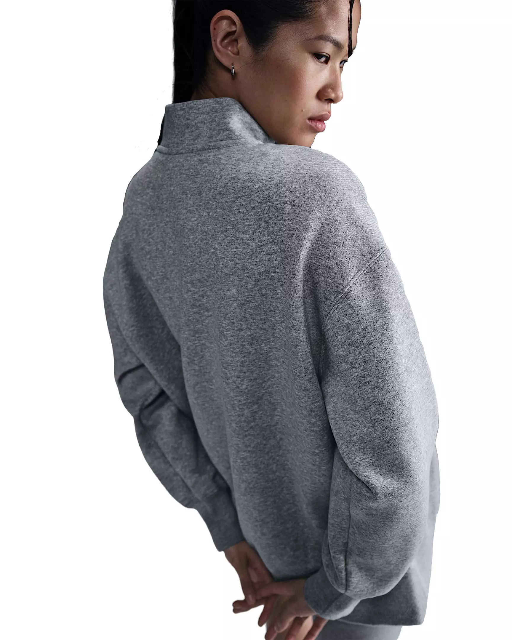 Nike Women's Sportswear Phoenix Fleece Oversized 1/4 Zip Sweatshirt - Grey - GREY