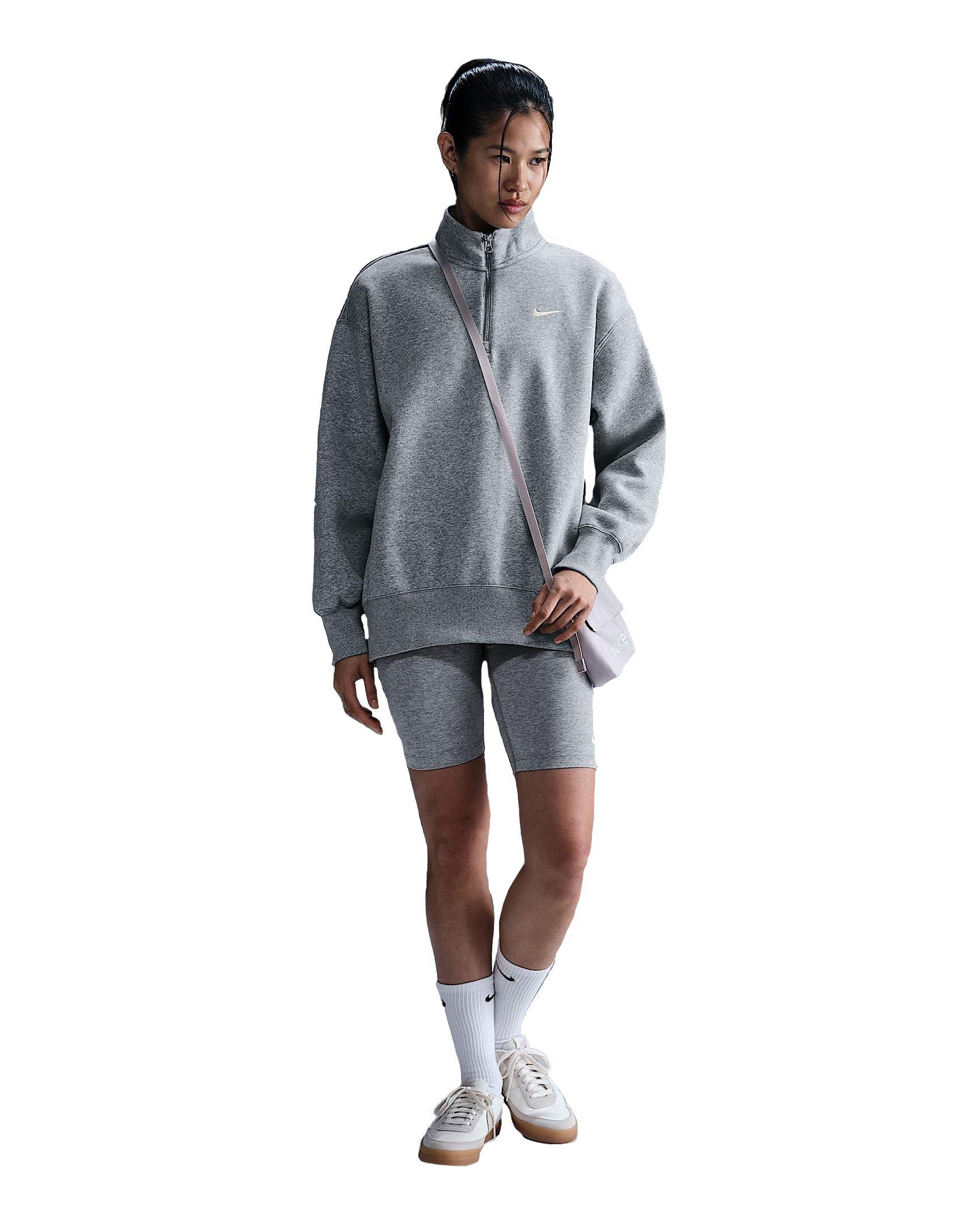 Nike Women's Sportswear Phoenix Fleece Oversized 1/4 Zip Sweatshirt - Grey - GREY Thumbnail View 4