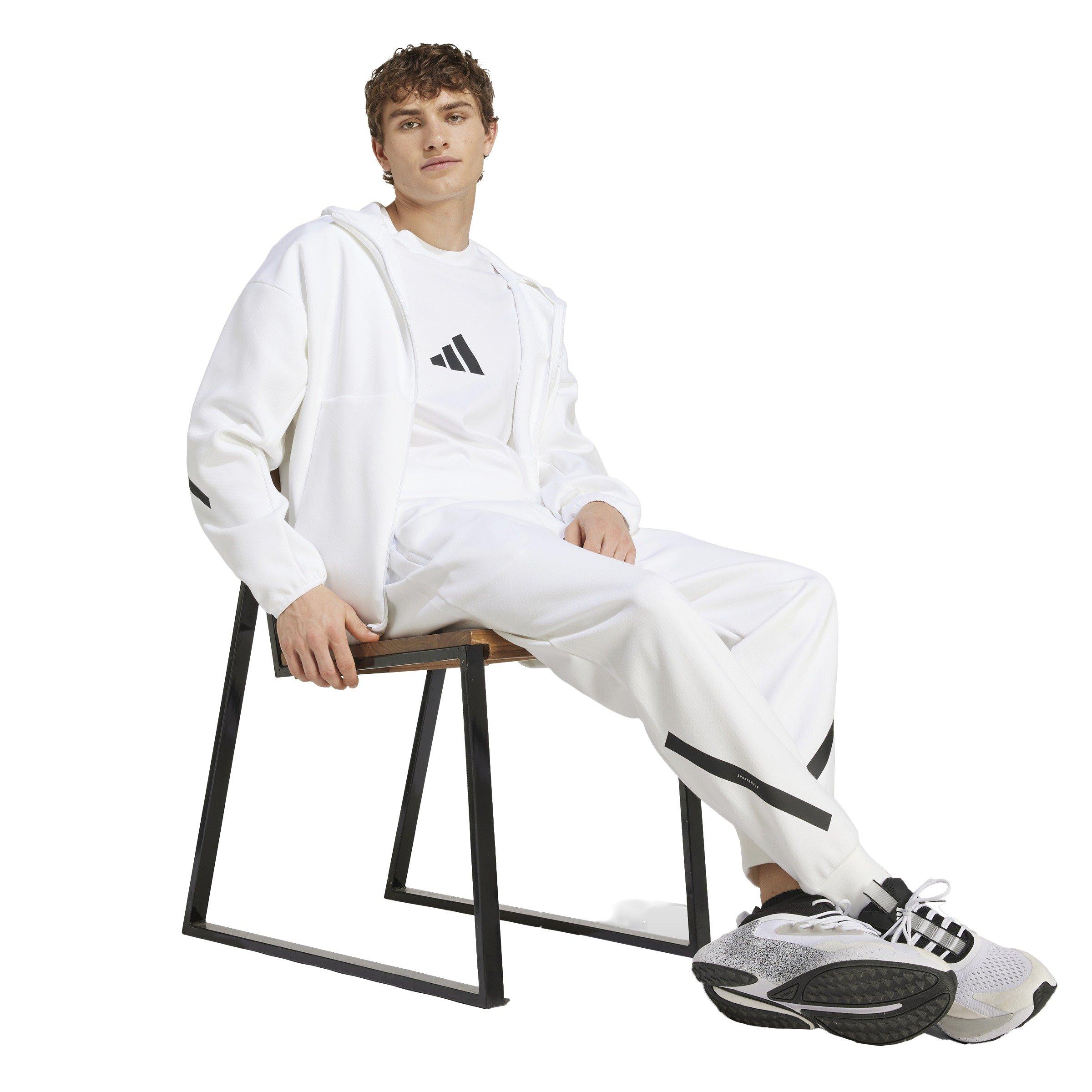 adidas Men's Z.N.E. Full-Zip Hooded Track Jacket - White - WHITE Thumbnail View 5