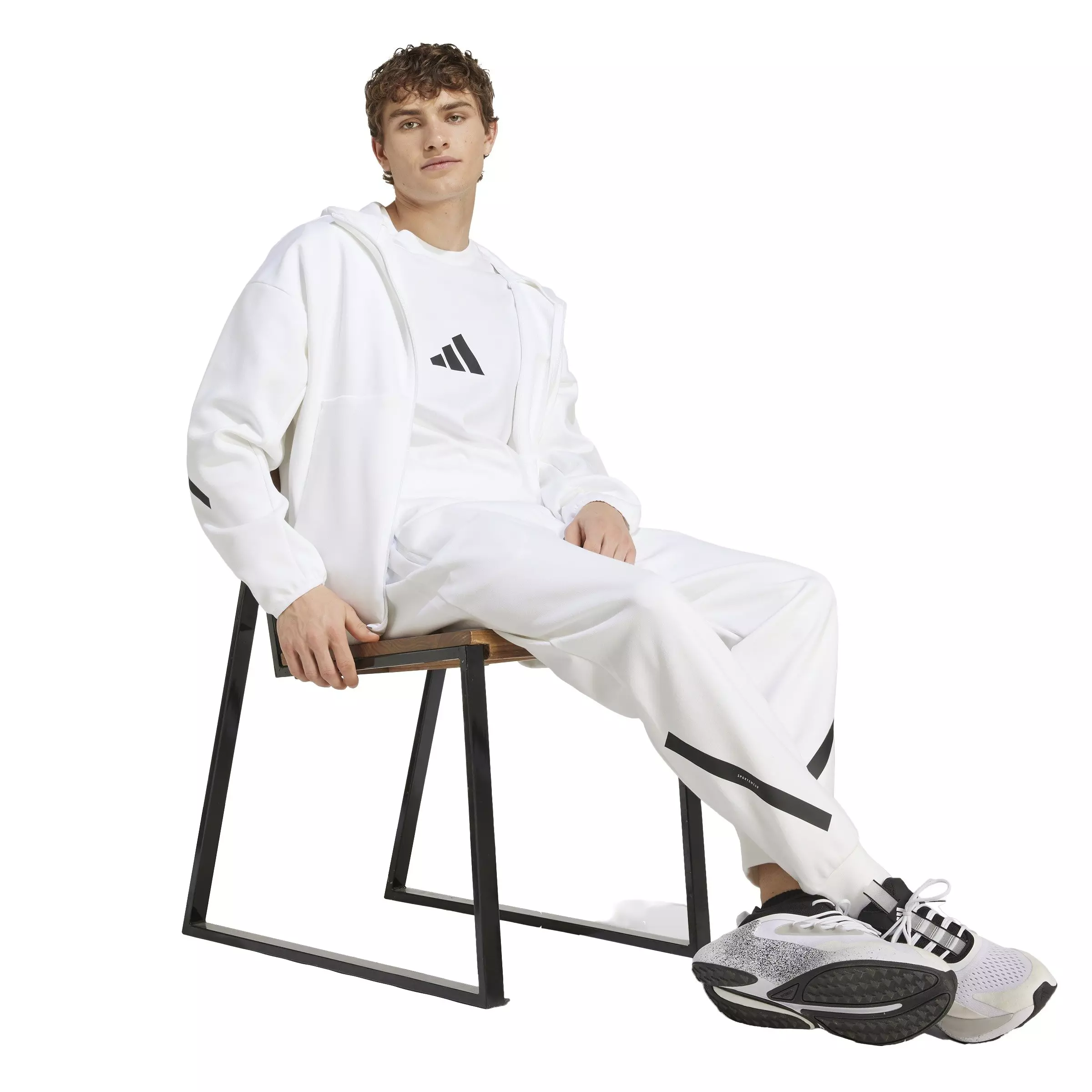 adidas Men's Z.N.E. Full-Zip Hooded Track Jacket - White - WHITE