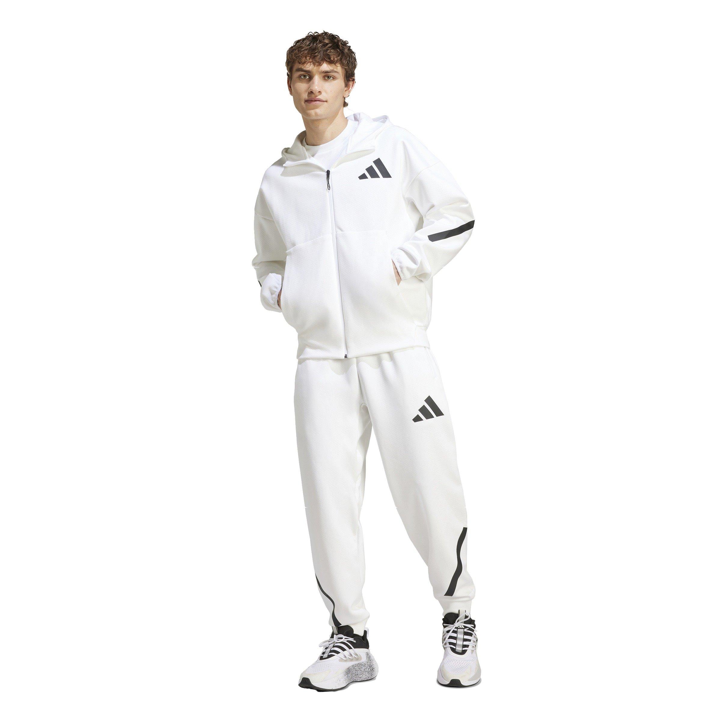 adidas Men's Z.N.E. Full-Zip Hooded Track Jacket - White - WHITE Thumbnail View 6
