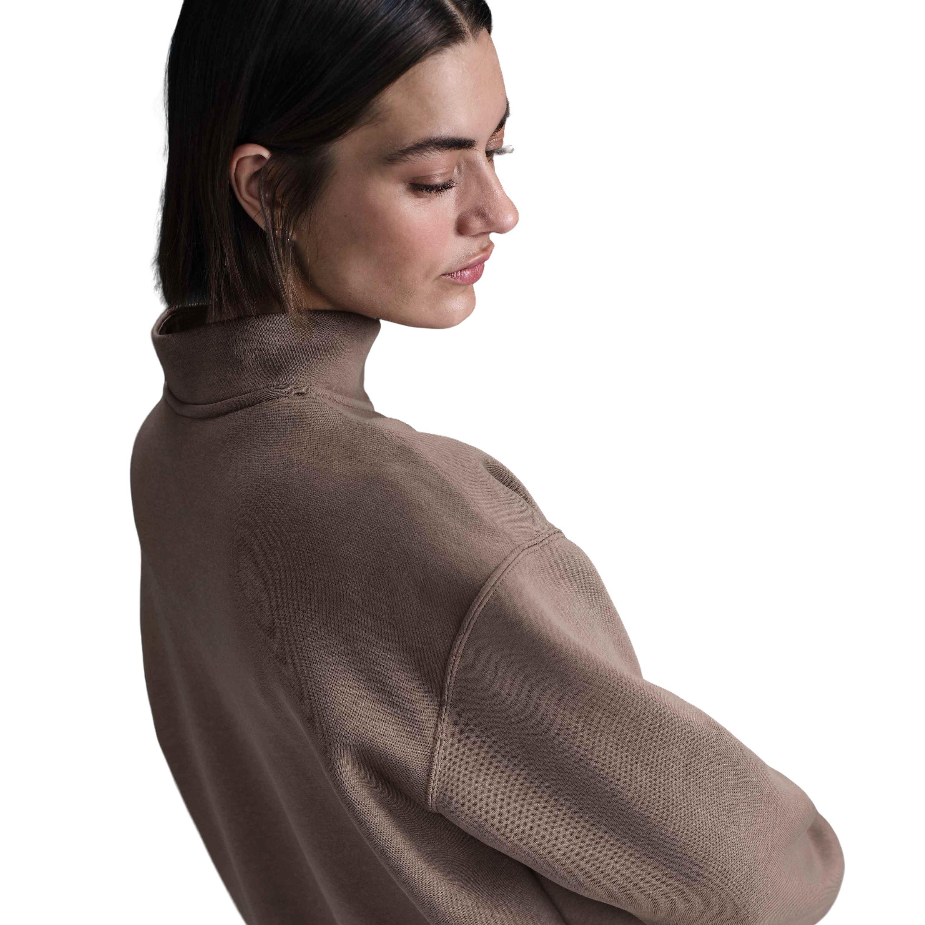 Nike Women's Sportswear Phoenix Fleece Oversized 1/4 Zip Sweatshirt - Brown - BROWN Thumbnail View 2