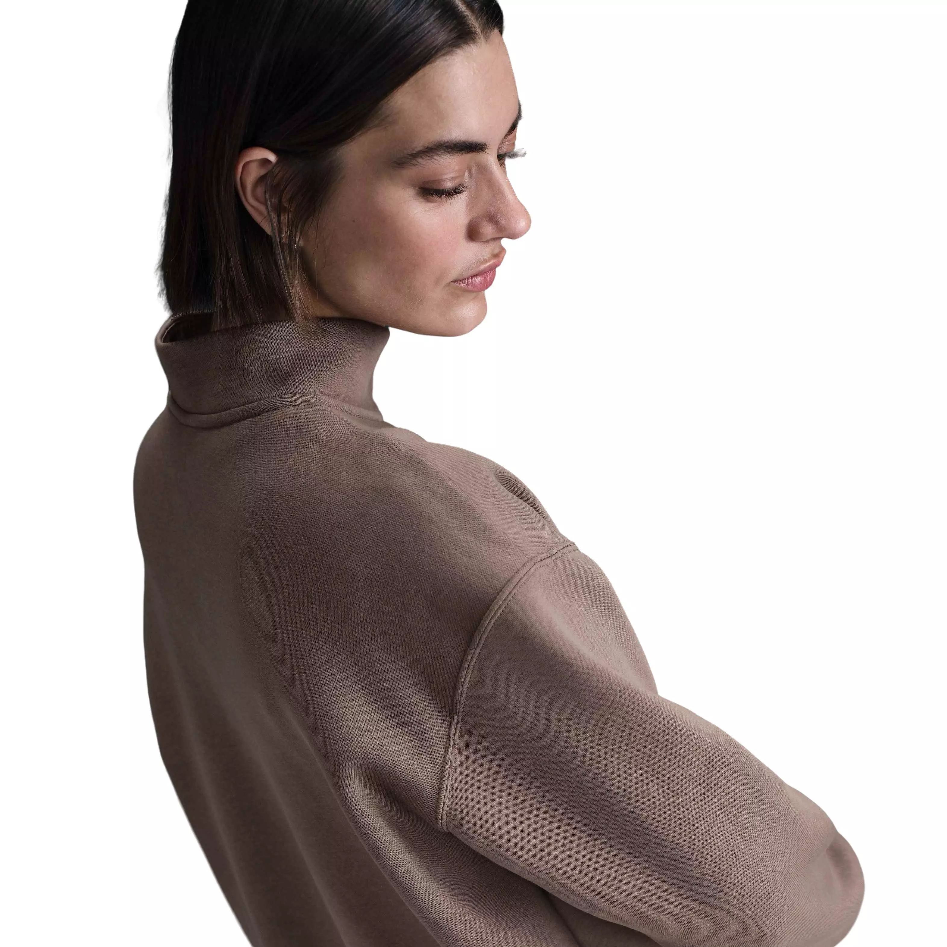 Nike Women's Sportswear Phoenix Fleece Oversized 1/4 Zip Sweatshirt - Brown - BROWN