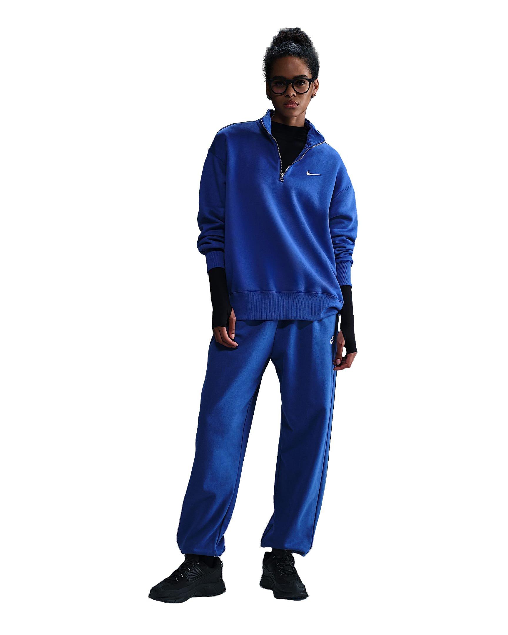 Nike Women's Sportswear Phoenix Fleece Oversized 1/4 Zip Sweatshirt - Blue - BLUE Thumbnail View 4