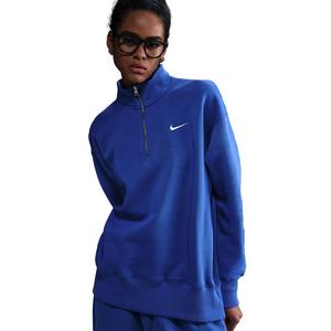 Nike Women's Sportswear Phoenix Fleece Oversized 1/4 Zip Sweatshirt - Blue