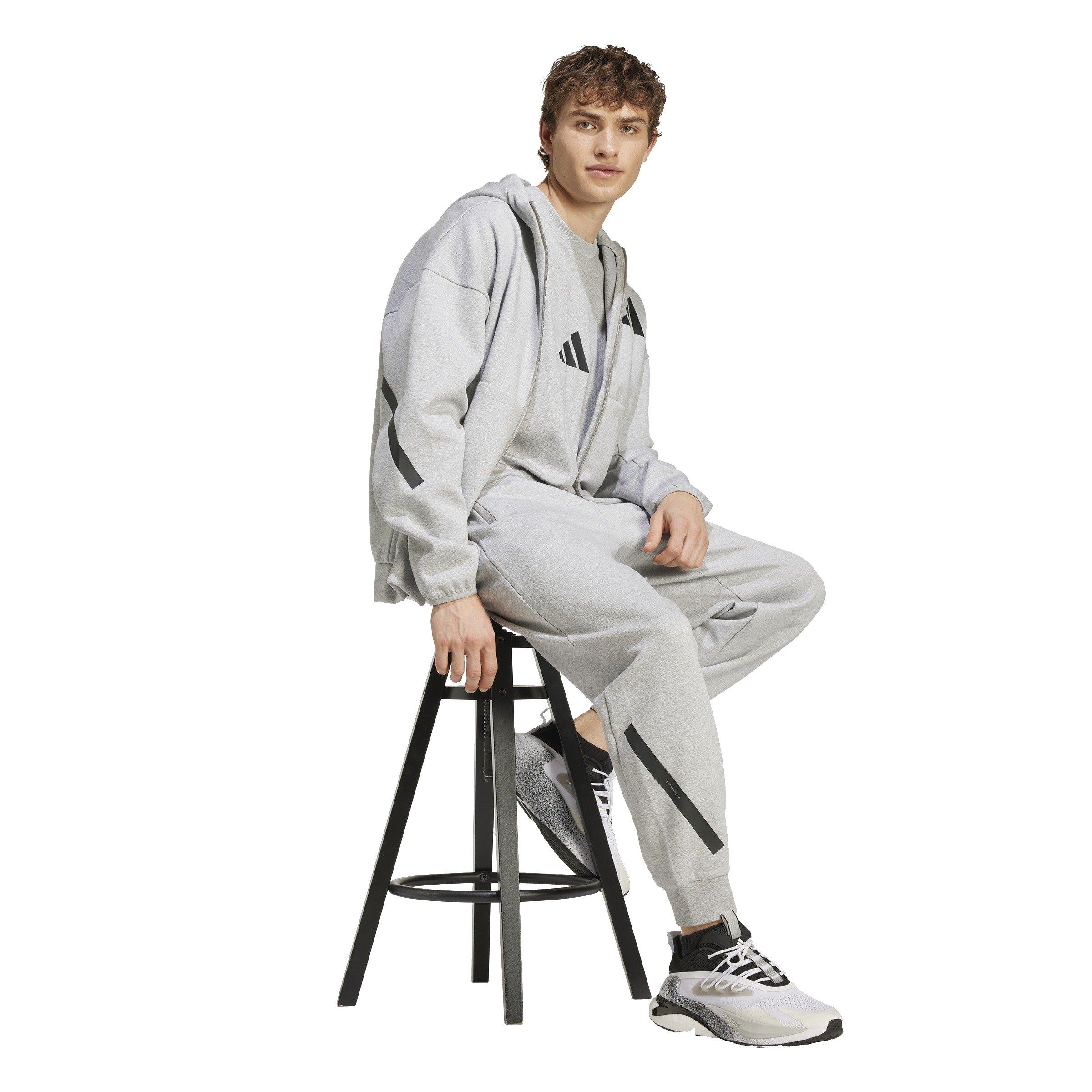 adidas Men's Z.N.E. Full-Zip Hooded Track Jacket - Grey - GREY Thumbnail View 5