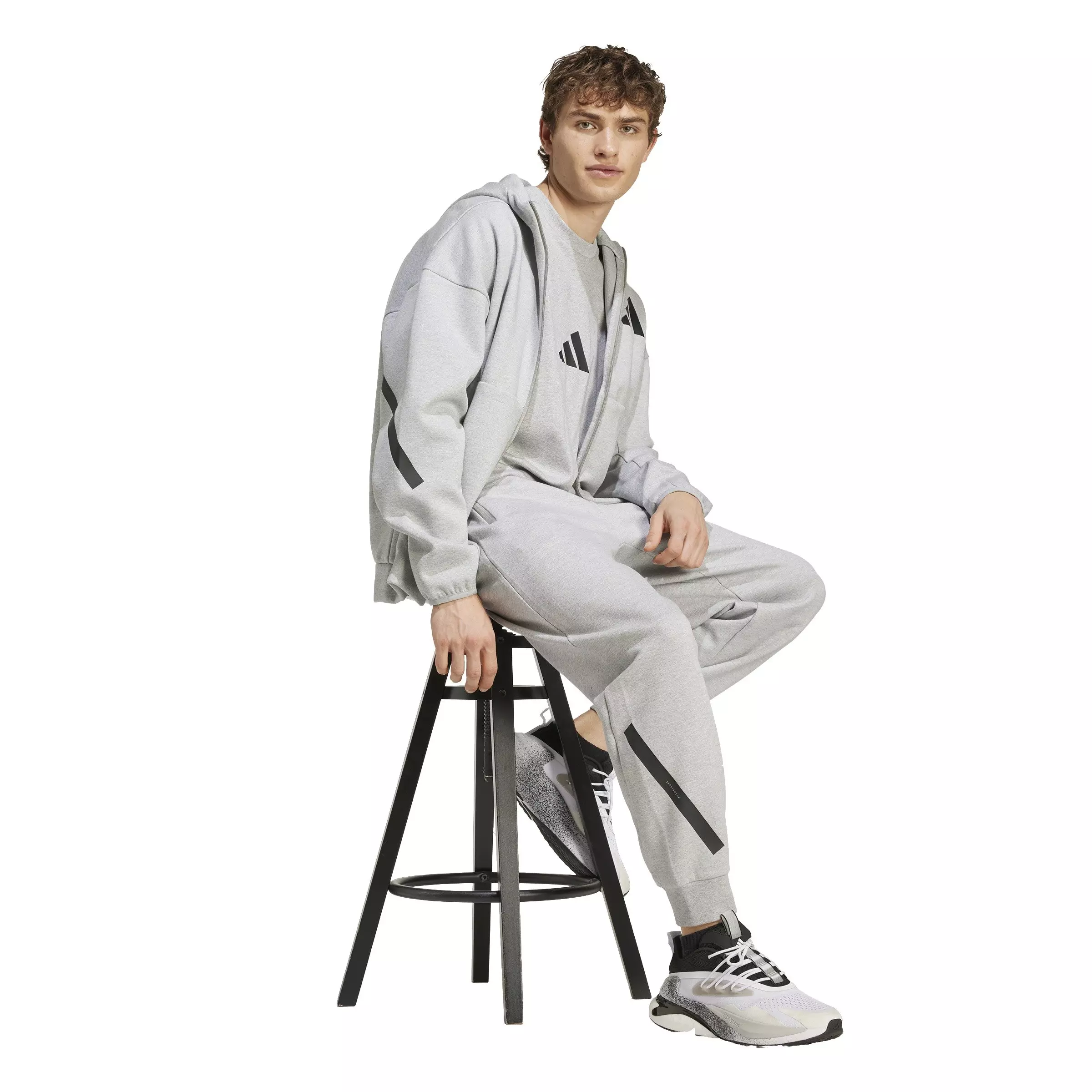 adidas Men's Z.N.E. Full-Zip Hooded Track Jacket - Grey - GREY