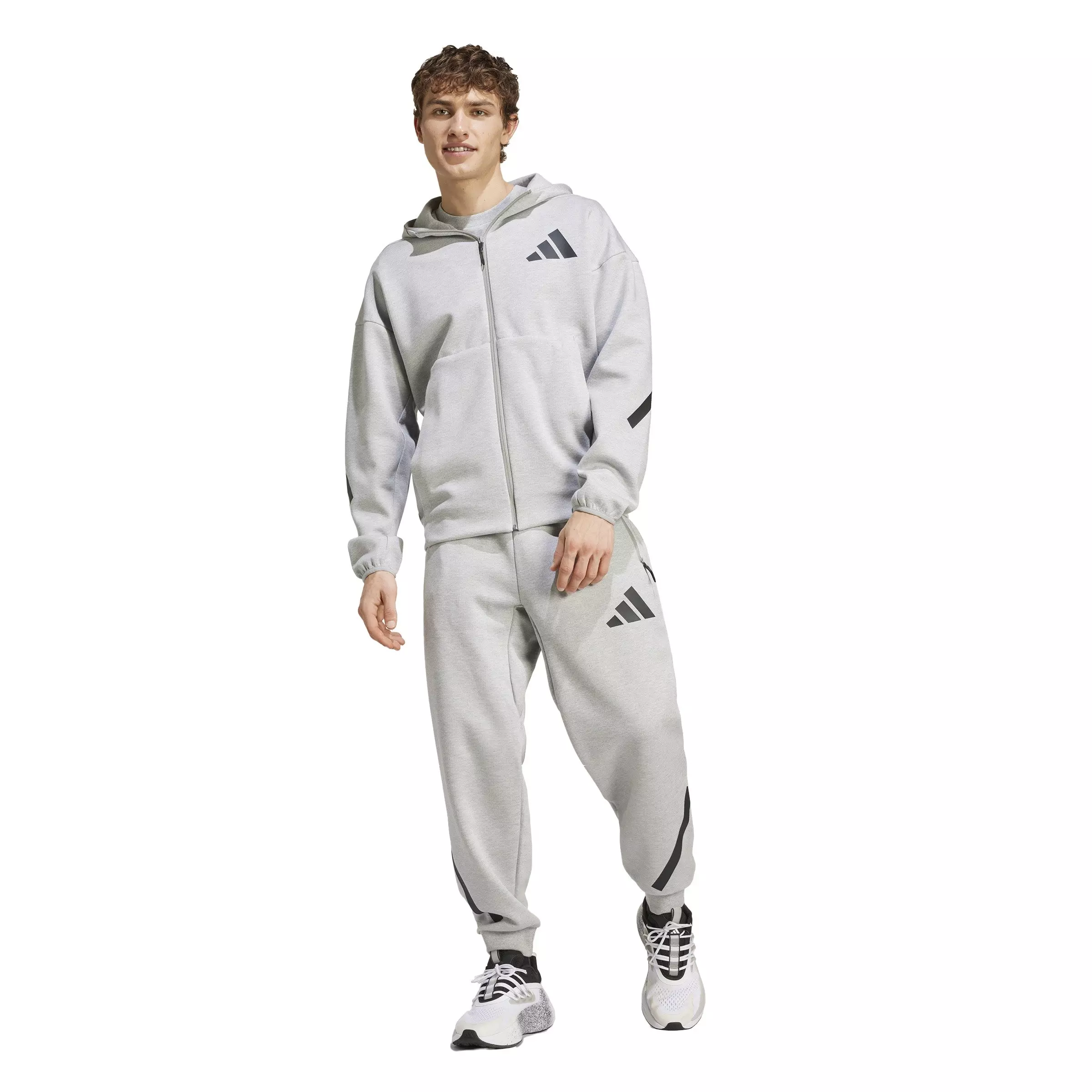 adidas Men's Z.N.E. Full-Zip Hooded Track Jacket - Grey - GREY