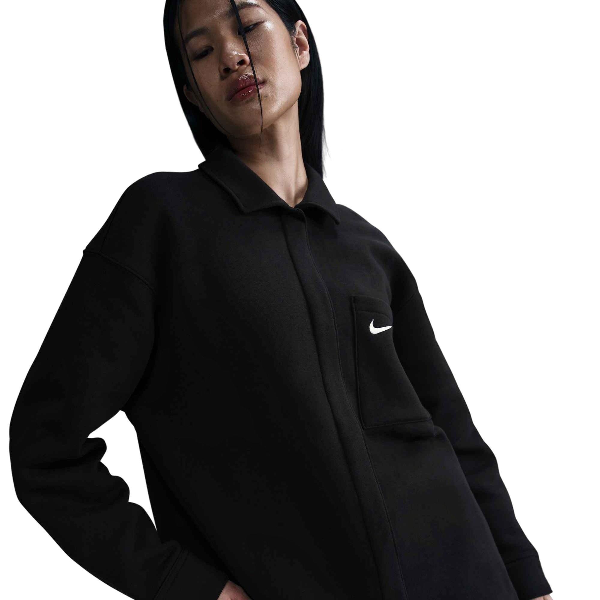 Nike Women's Sportswear Phoenix Fleece Oversized Shirt Jacket - Black - BLACK Thumbnail View 1