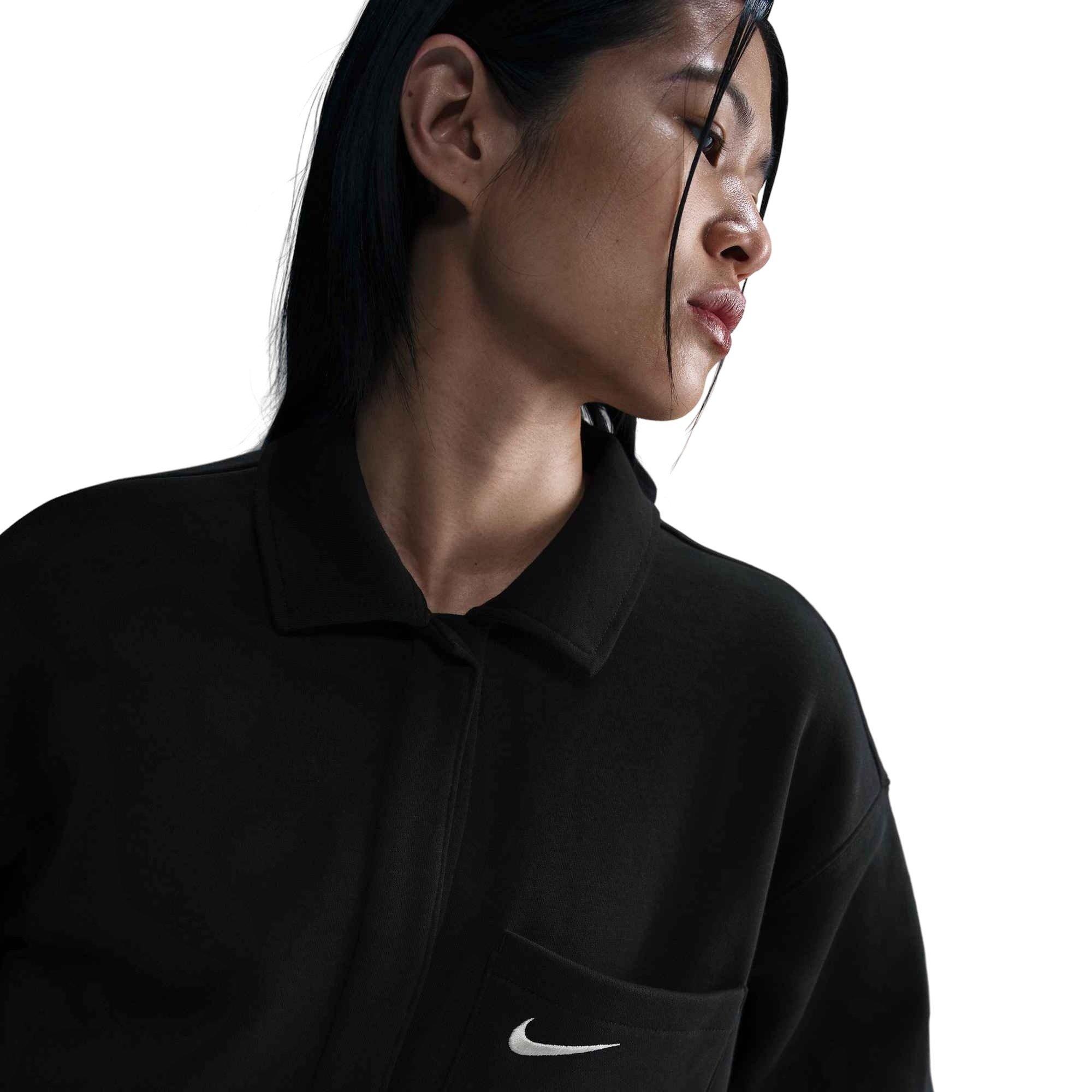 Nike Women's Sportswear Phoenix Fleece Oversized Shirt Jacket - Black - BLACK Thumbnail View 3